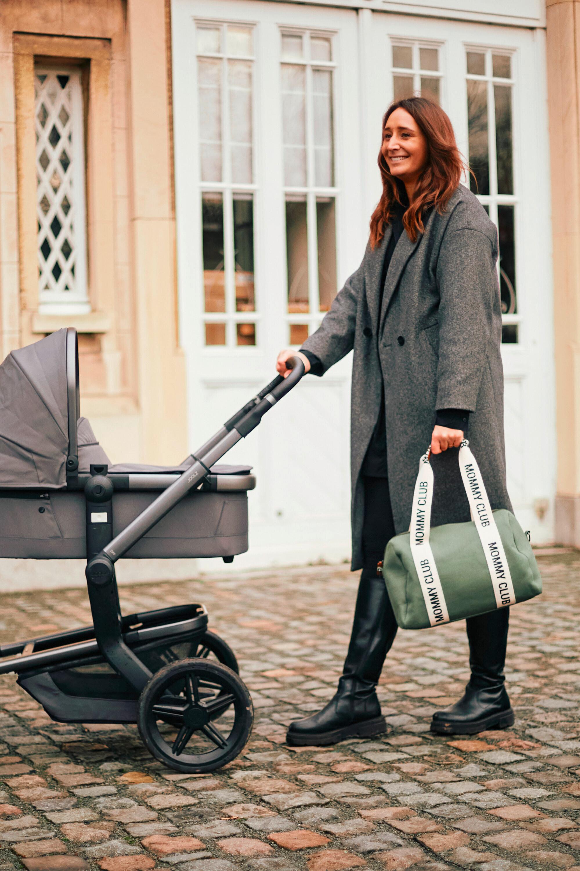 Wickeltasche Mommy Club Grün/Weiß, B: 38 cm - Weiß/Grau, KONVENTIONELL, Kunststoff/Textil (38/21/27cm) - Childhome