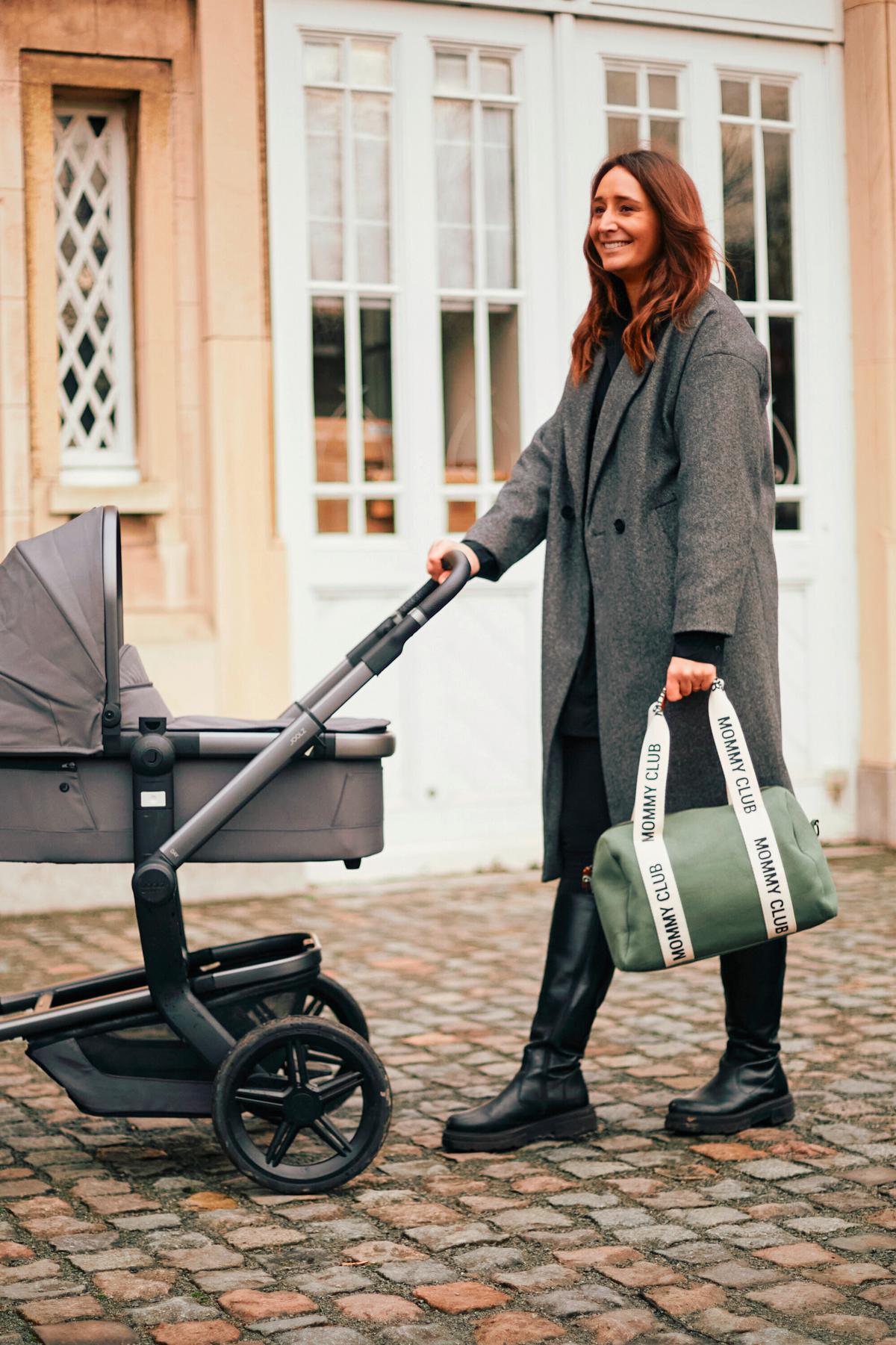 Wickeltasche Mommy Club Grün/Weiß, B: 38 cm - Weiß/Grau, KONVENTIONELL, Kunststoff/Textil (38/21/27cm) - Childhome