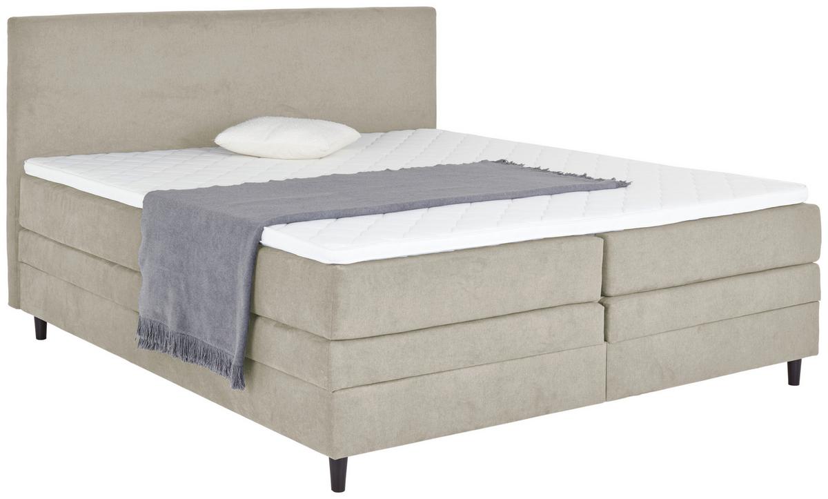 Boxspringbett Mit Topper & Bettkasten 180x200 Kleopatra - Taupe, KONVENTIONELL, Holz/Holzwerkstoff (180/200cm) - Ondega