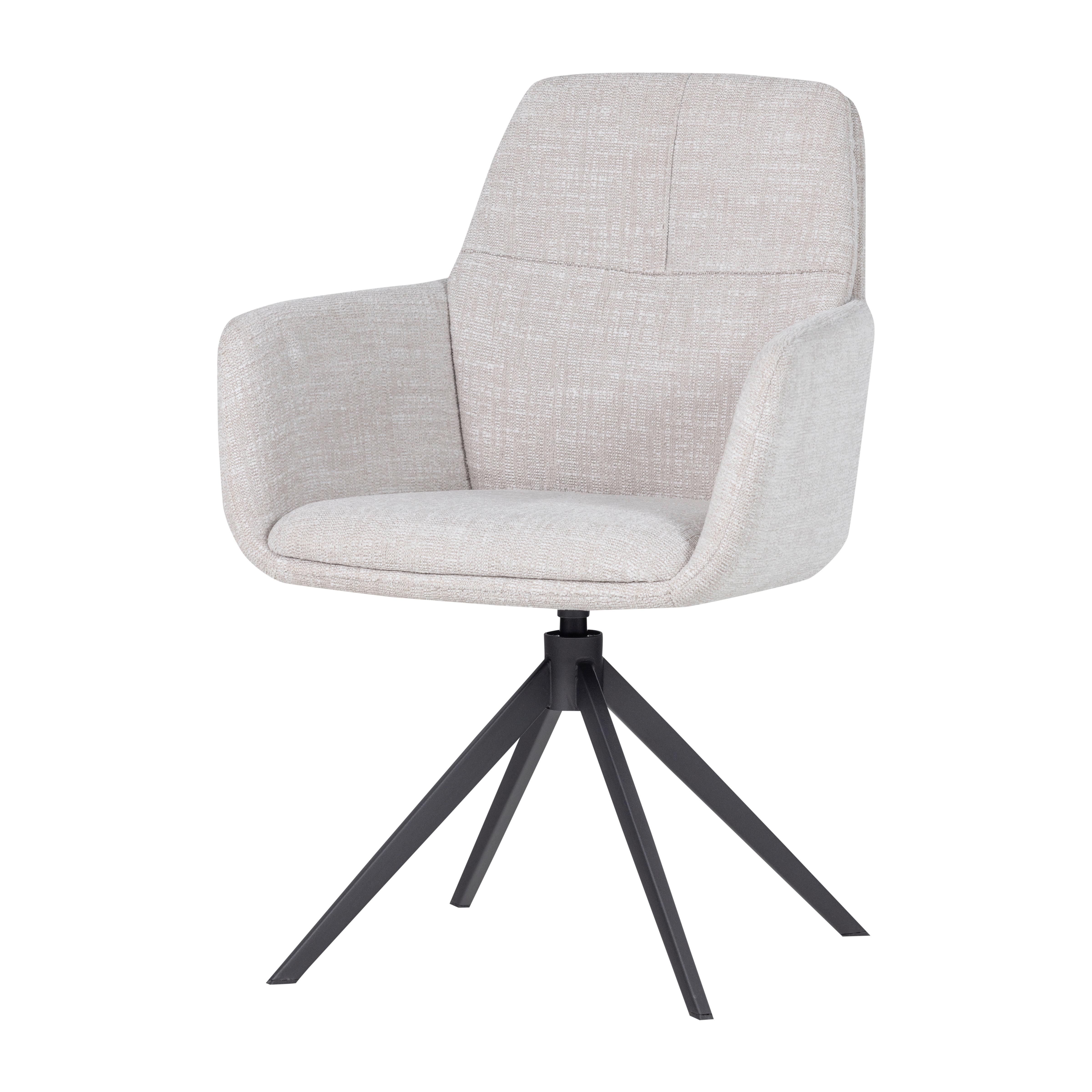 ARMLEHNSTUHL Grant Naturfarben B: 61cm - Schwarz/Naturfarben, MODERN, Textil/Metall (61/88/63cm) - Livetastic
