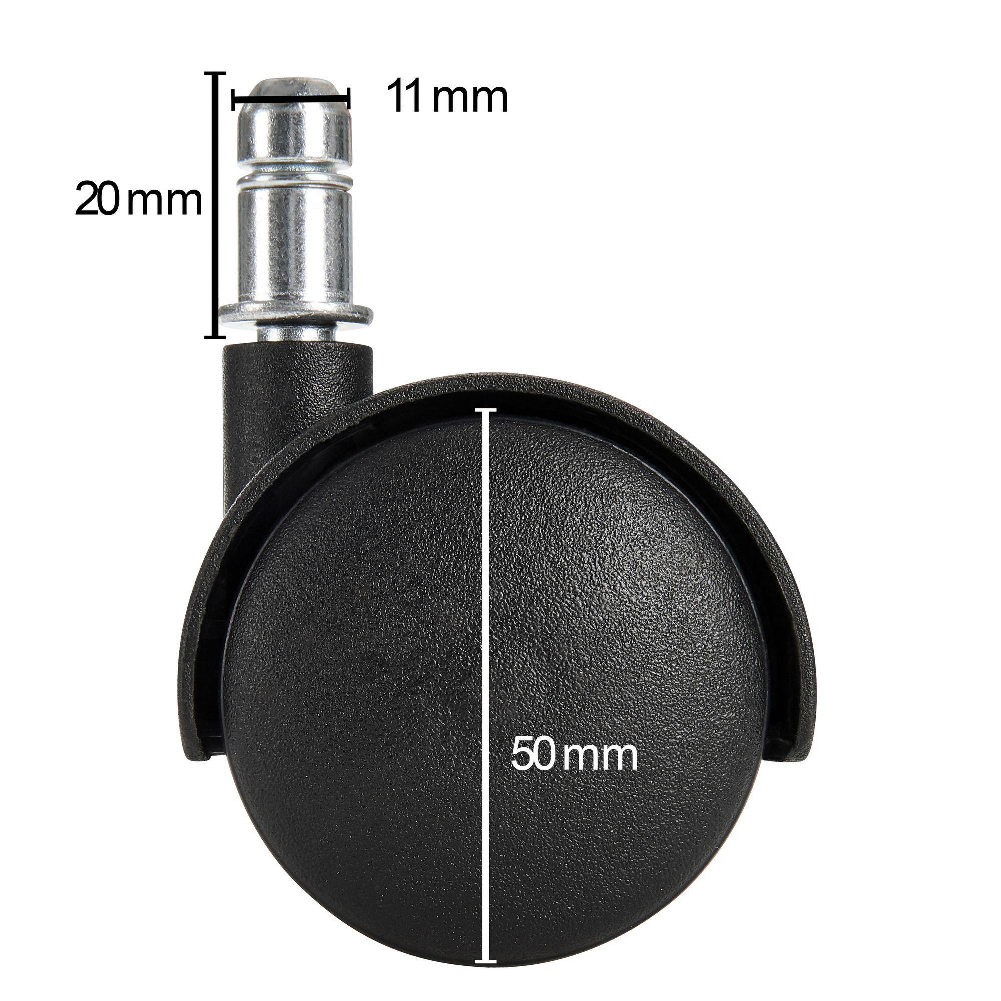 Bürostuhlrollen Ø 5 cm Schwarz 5er-Set - Schwarz, Basics, Kunststoff (5cm) - MID.YOU