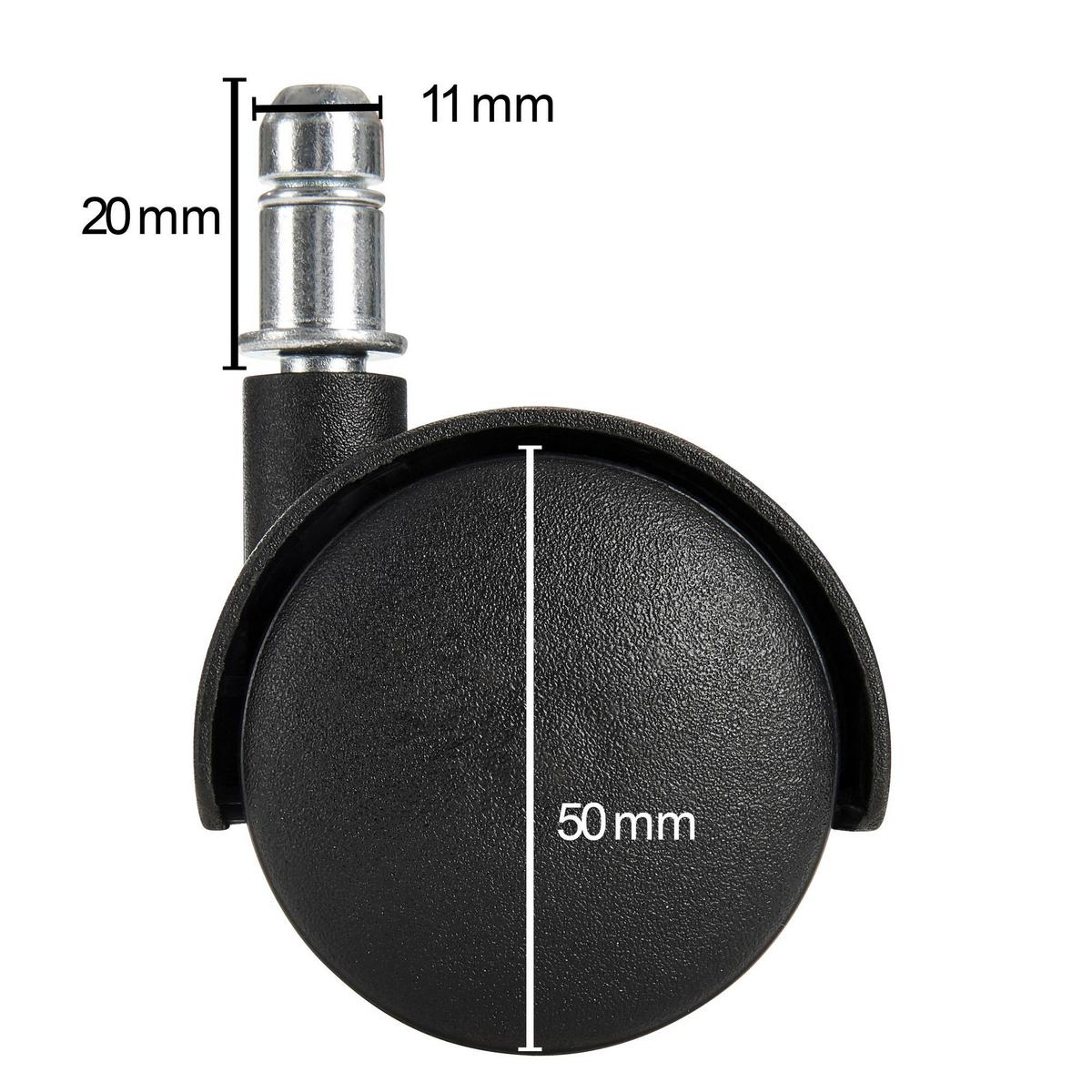 Bürostuhlrollen Ø 5 Cm Schwarz 5er-Set - Schwarz, Basics, Kunststoff (5cm) - MID.YOU