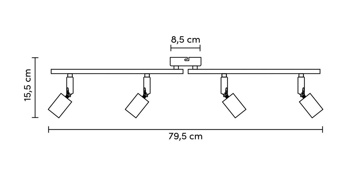 Bodové svietidlo MOLLY, 4xE27 max. 24W, 230V - čierna, Konventionell, kov (79,5/8,5/15,5cm) - Modern Living