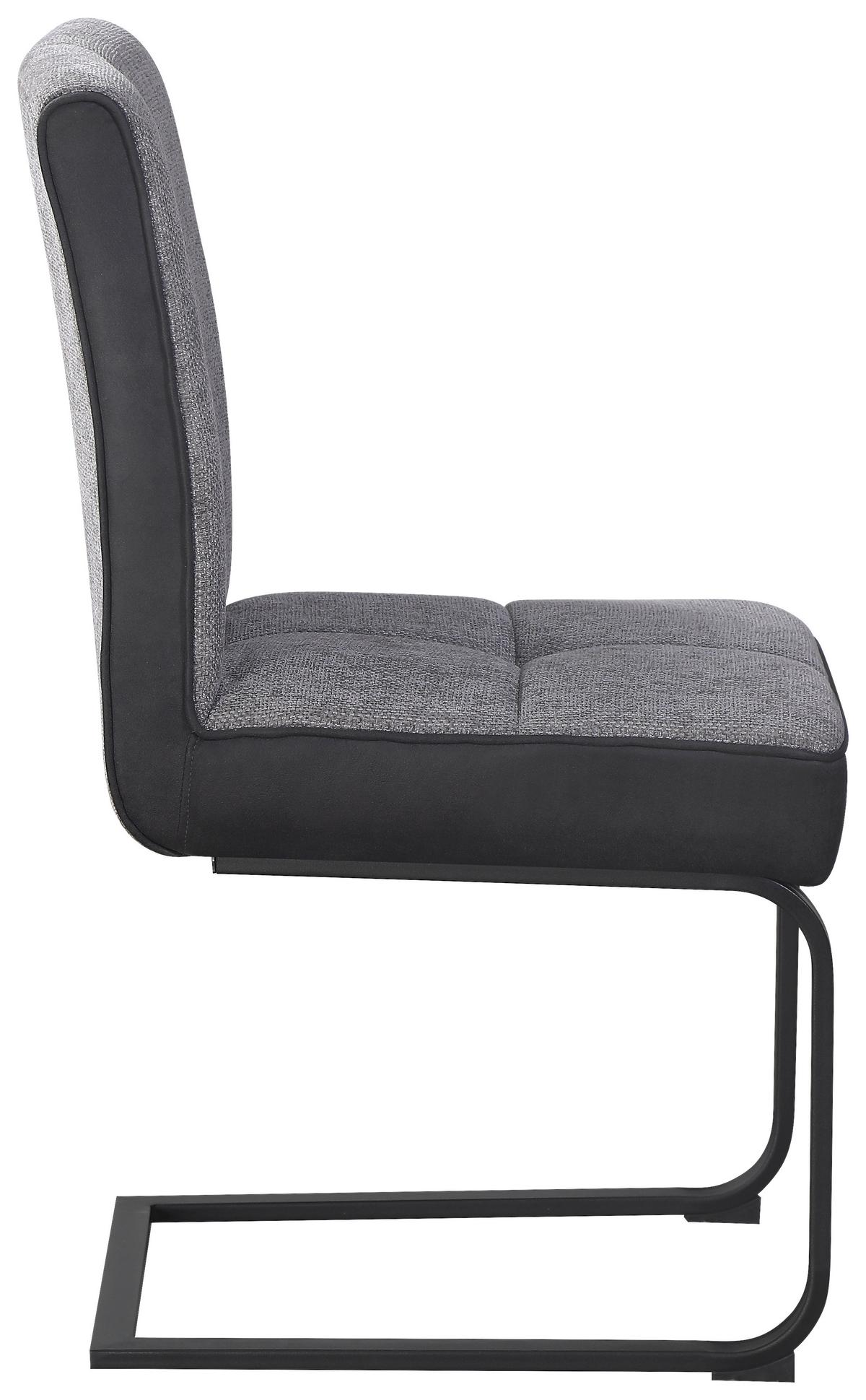 Schwingstuhl Pag - Hellgrau/Schwarz, KONVENTIONELL, Textil/Metall (49/91/60cm) - MID.YOU
