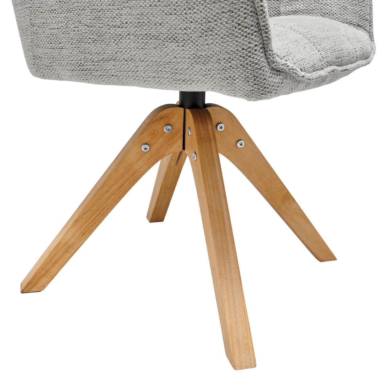 Armlehnstuhl Kerry Hellgrau, Echtholz Beine - Eichefarben/Hellgrau, LIFESTYLE, Holz/Textil (61/85/63cm) - Livetastic