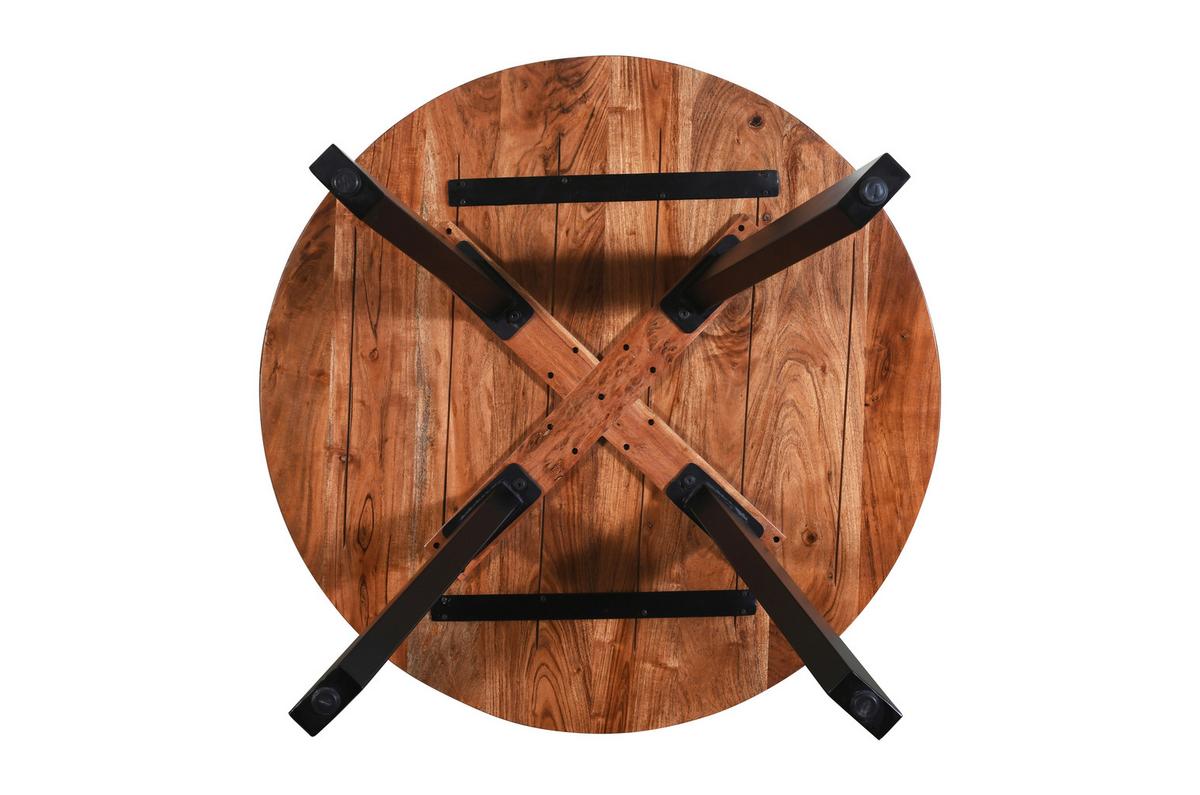 Esstisch Tara Akazie Braun B: 100 cm - Schwarz/Braun, LIFESTYLE, Holz/Metall (100/100/76cm) - MID.YOU