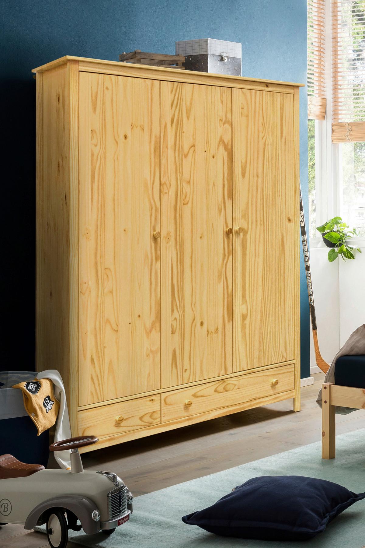 Kleiderschrank Naturfarben B: 144cm - Naturfarben, Natur, Holz (144/190/58cm) - Livetastic