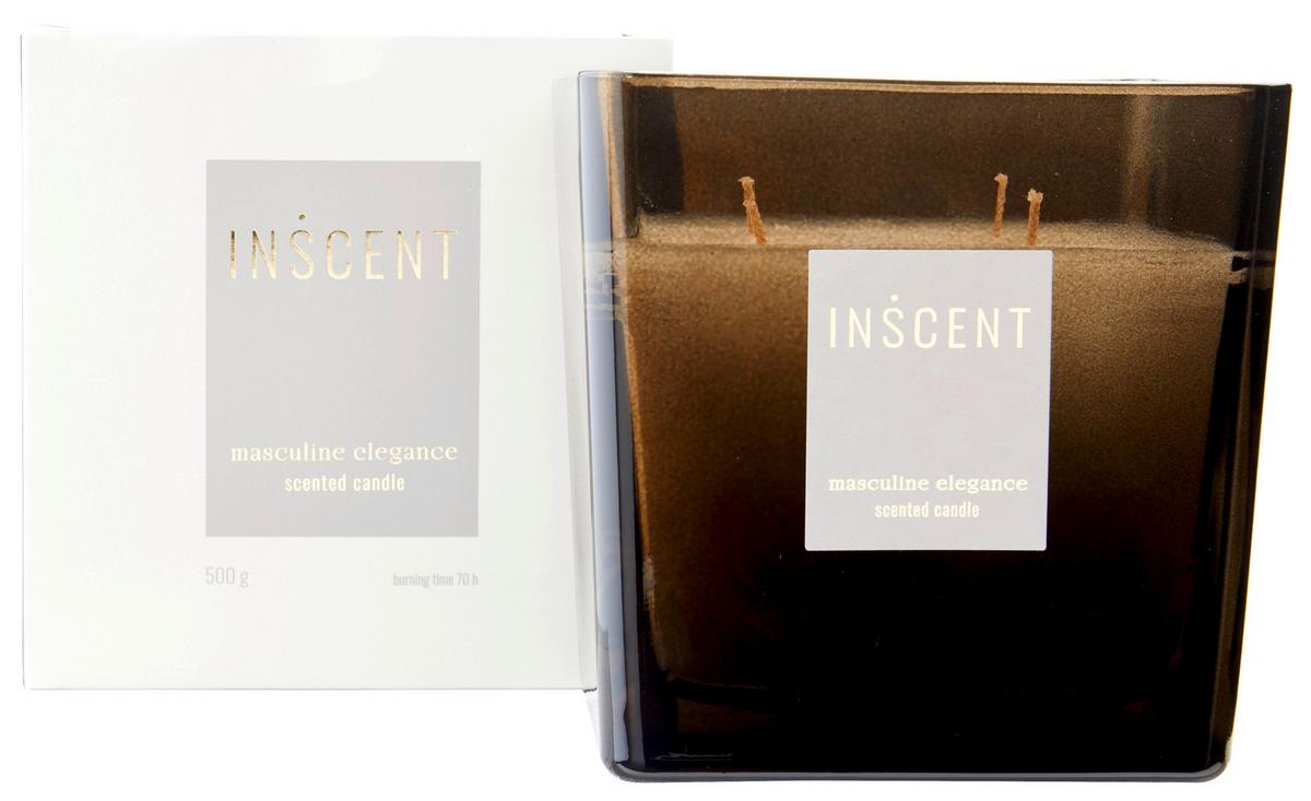 Svíčka ve skle Masculine Elegance, 70h. - šedá/bílá, Design, sklo (12/12/12cm) - Inscent