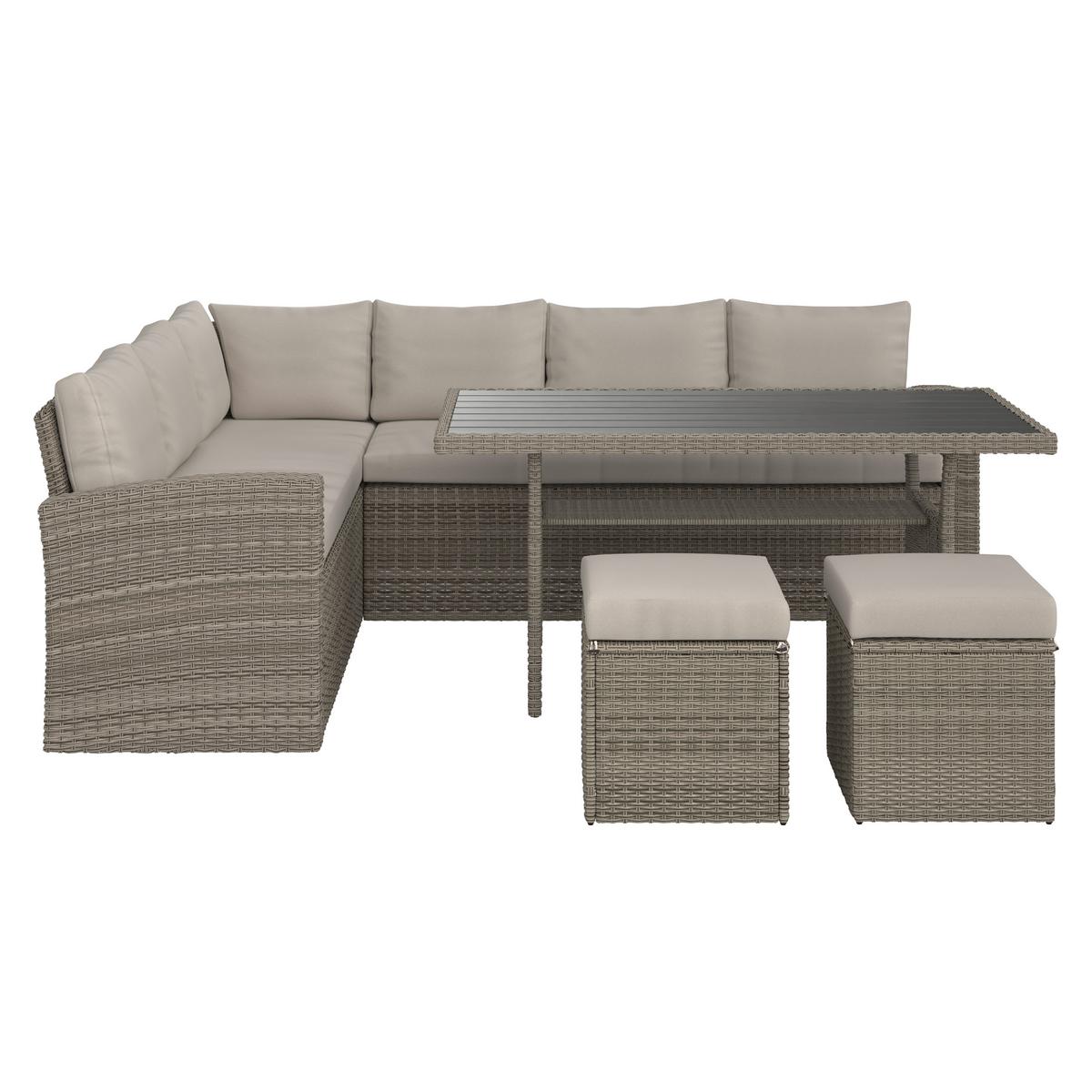 TERASOVÁ SEDACIA SÚPRAVA ALEX - sivá/svetlosivá, Modern, kompozitné drevo/textil (179cm) - Mömax