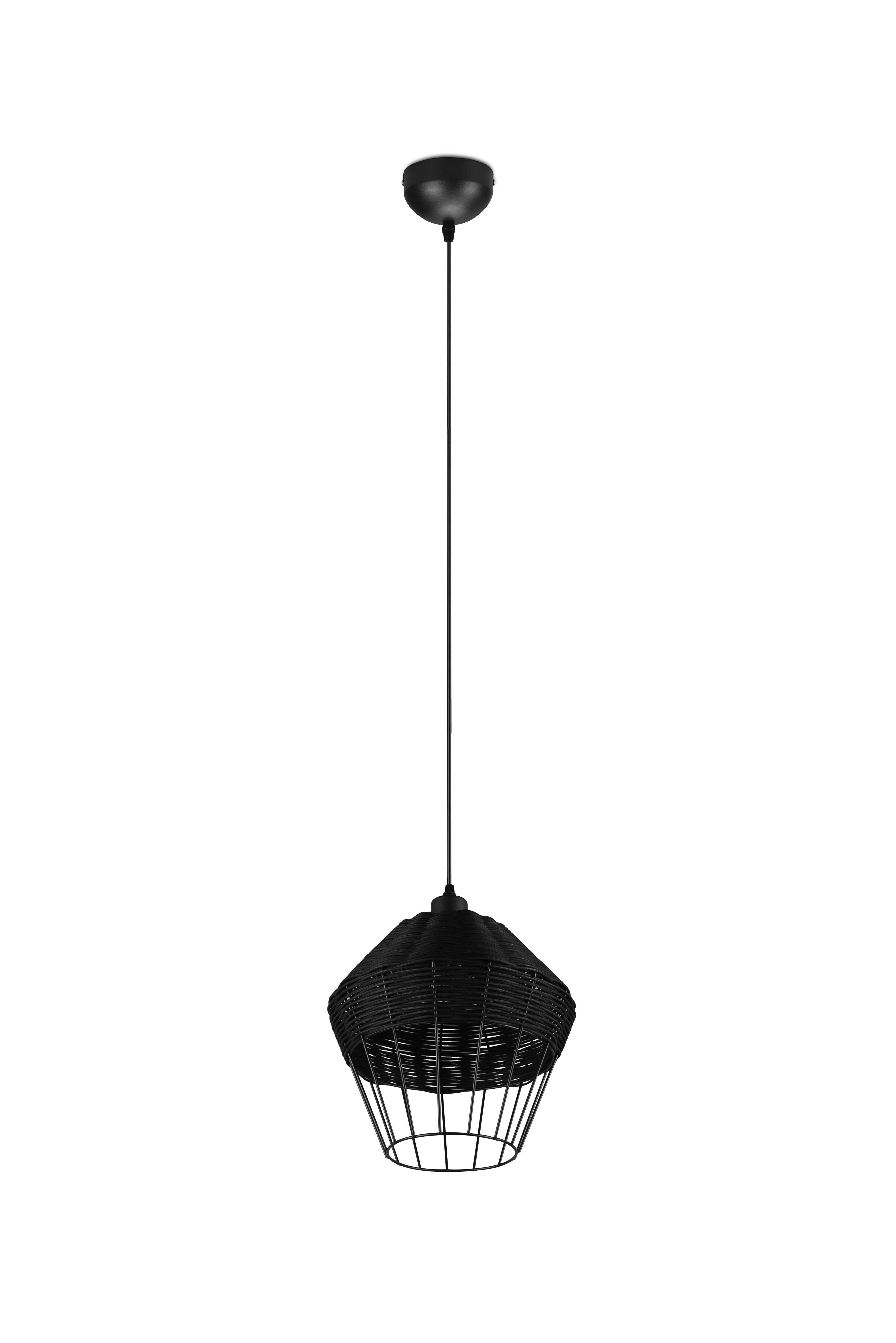 Hängeleuchte Borka H: 150 Cm 1-Flammig - Schwarz, ROMANTIK / LANDHAUS, Holz/Metall (30/150cm)