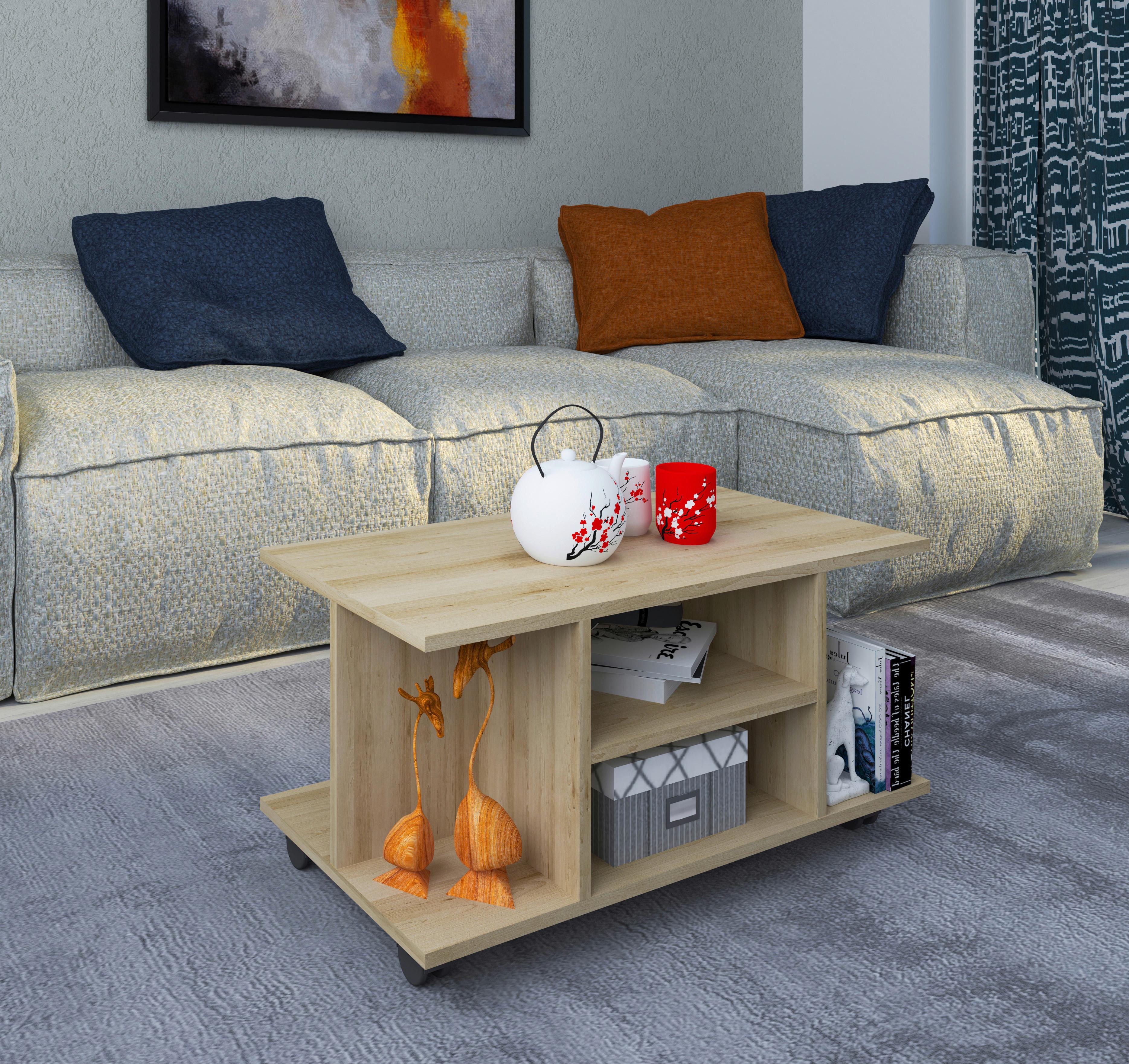 Konferenční stolek Findula 80x40 cm, dub medový - medový dub, Moderní, kompozitní dřevo/plast (80/40/40cm) - MID.YOU