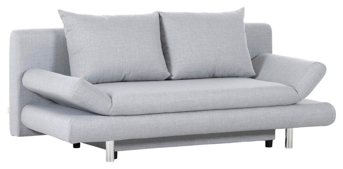 Schlafsofa Sorini, Hellgrau B: 194 Cm - Chromfarben/Hellgrau, Design, Textil (194/73/91cm) - MID.YOU