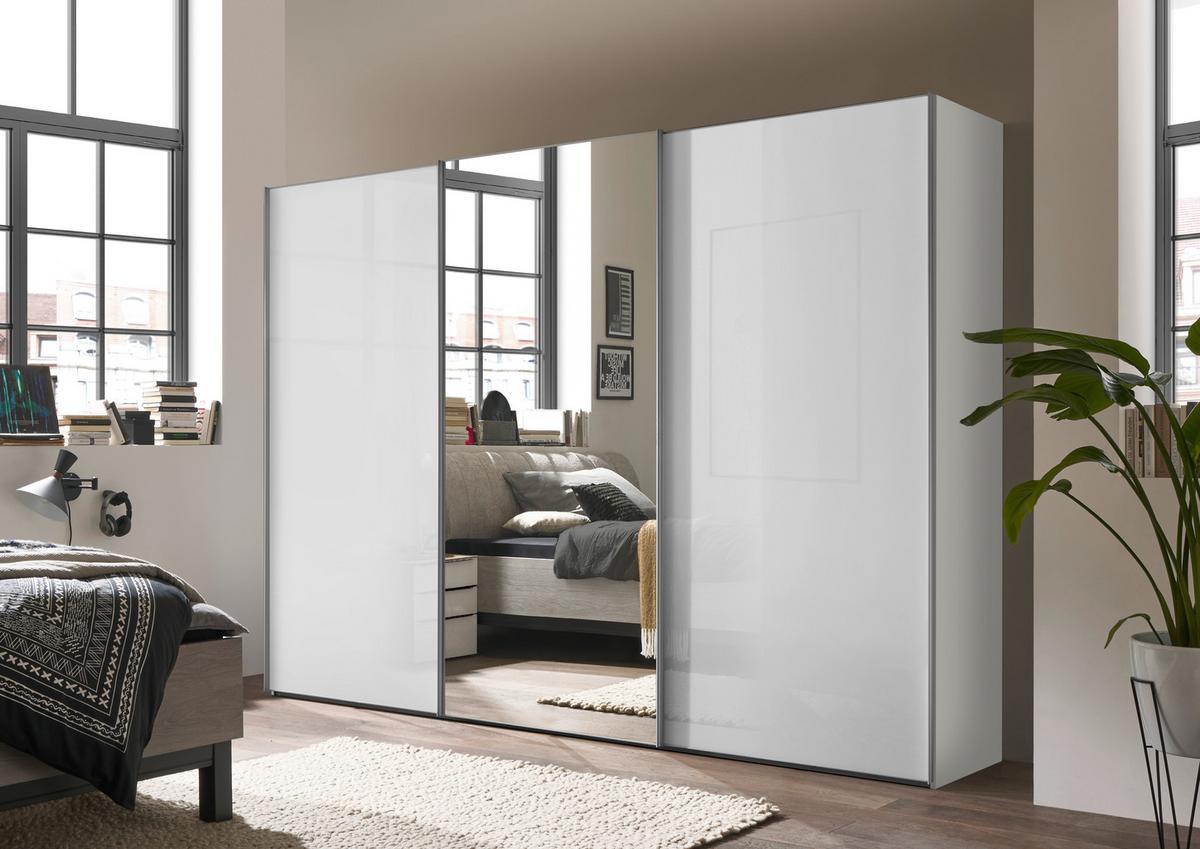 Šatní skříň LUMOS, šířka 298 cm - bílá/barvy stříbra, Konvenční, kov/kompozitní dřevo (298/222/68cm)