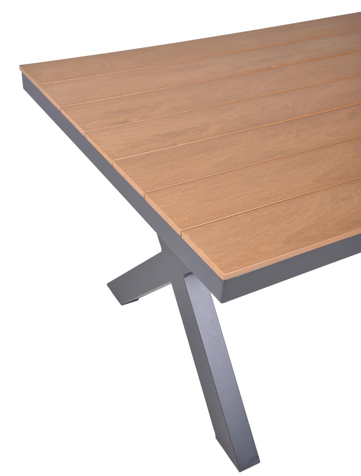 Gartentisch Silea - Anthrazit/Braun, Basics, Kunststoff/Metall (173/93,5/75cm) - Gardenson