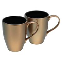 Tassenset Aus Steinzeug 300 ml 2 Stk. Schwarz/Goldfarben - Goldfarben/Schwarz, Basics, Keramik - Creatable
