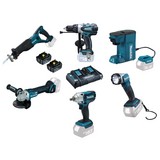 Makita-Spezialset Dlx 6012 -2019 10-teilig 18,0 V 5,0 Ah - Türkis/Schwarz, MODERN, Kunststoff/Metall (12,95kg) - Makita