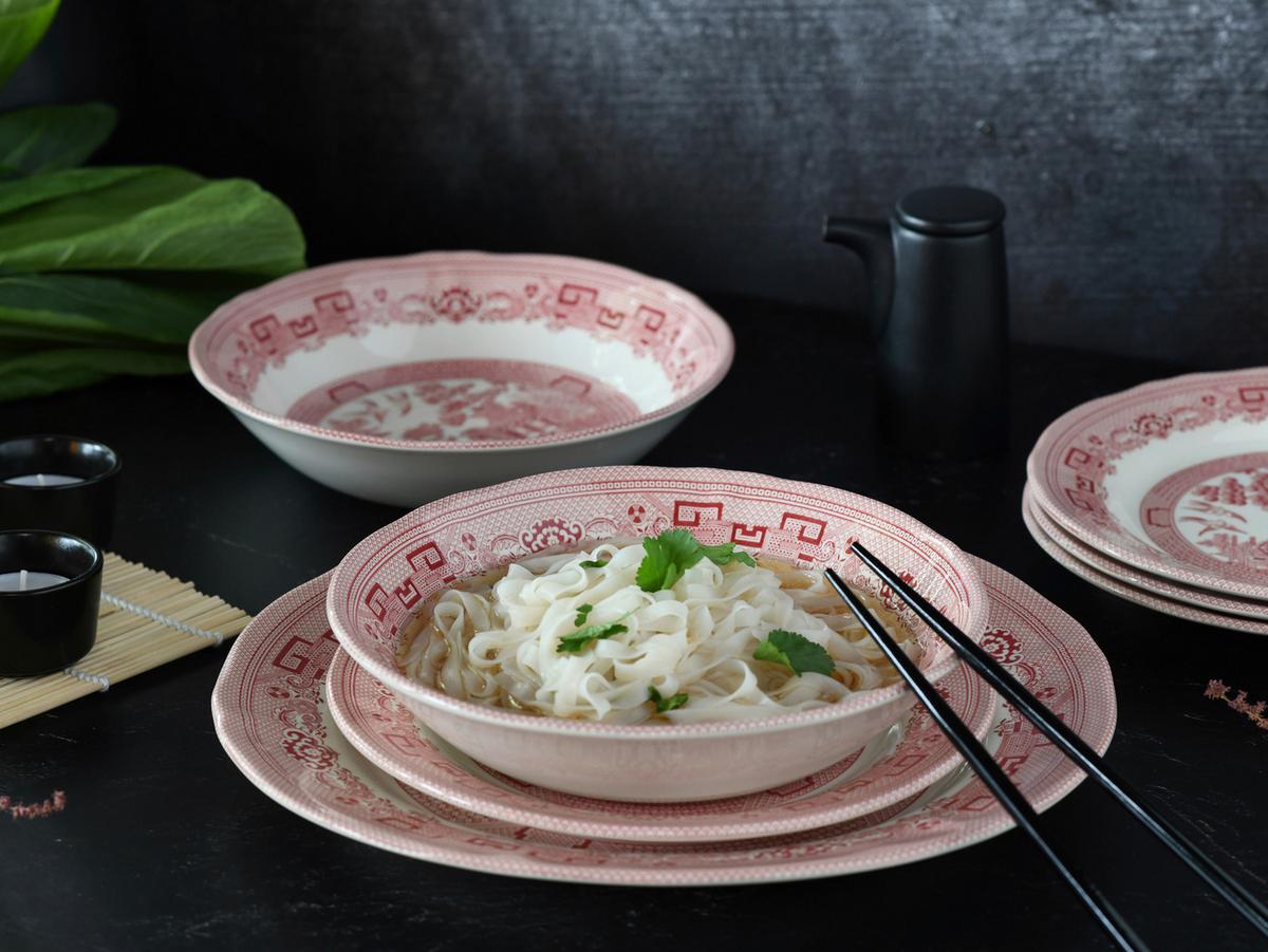 Tafelservice China Town Rot, Weiß L: 31 cm - Rot/Weiß, Basics, Keramik (31/30/32cm) - Creatable