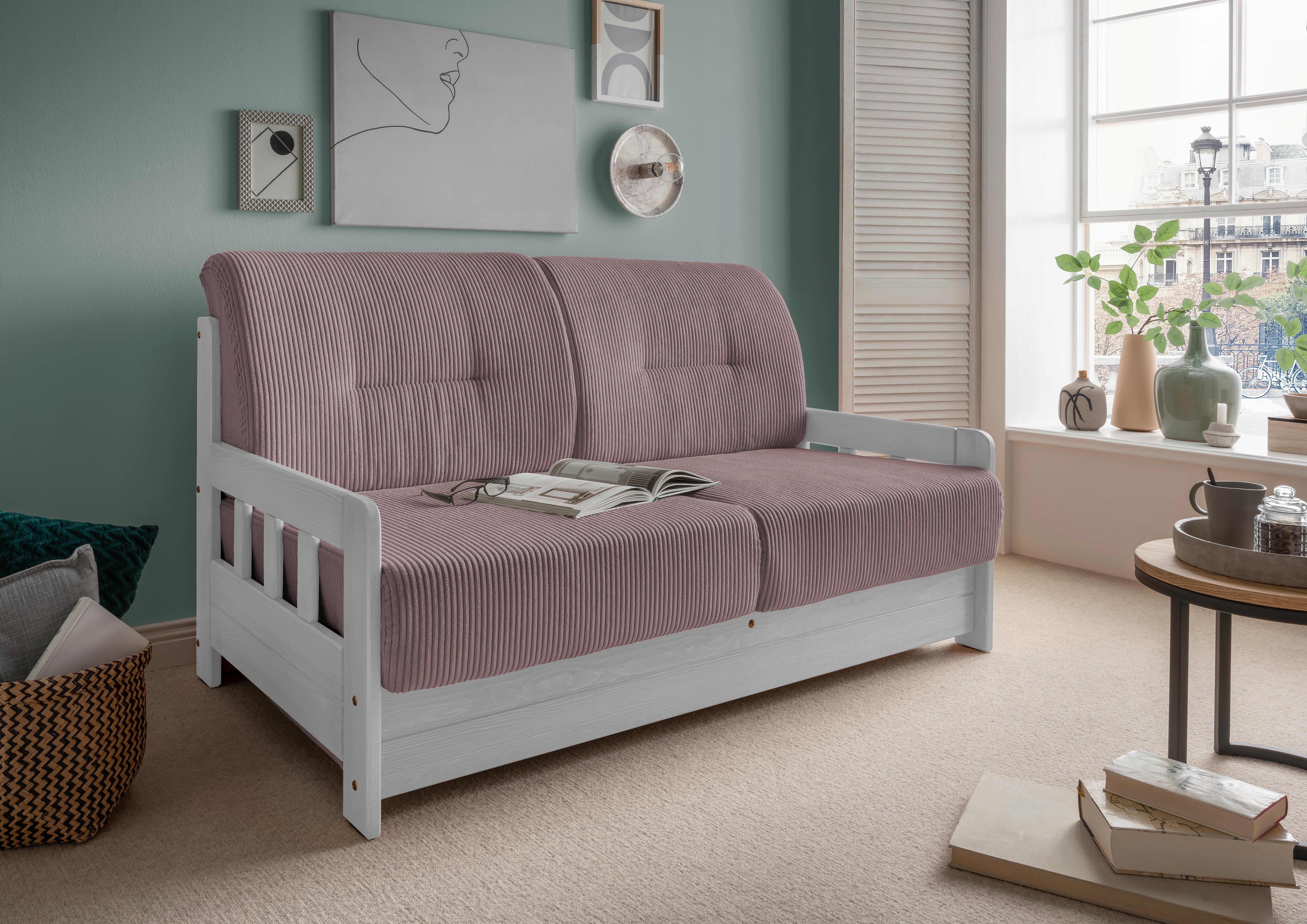 Schlafsofa Camino Weiß/Rosa B: 154 cm - Weiß/Rosa, MODERN, Holz/Textil (154/88/90cm) - Livetastic