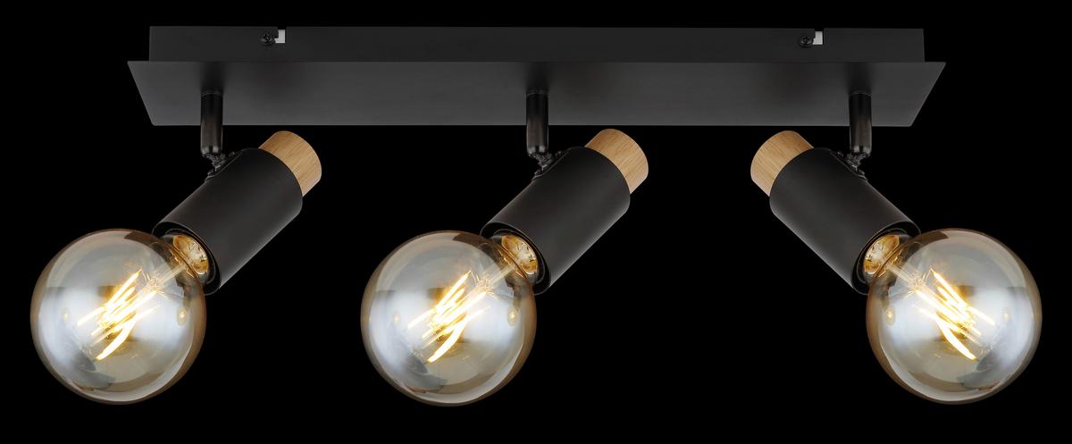 Strahler 54045-3 - Dunkelbraun/Schwarz, Design, Holz/Metall (48,5/8/14,5cm) - Globo