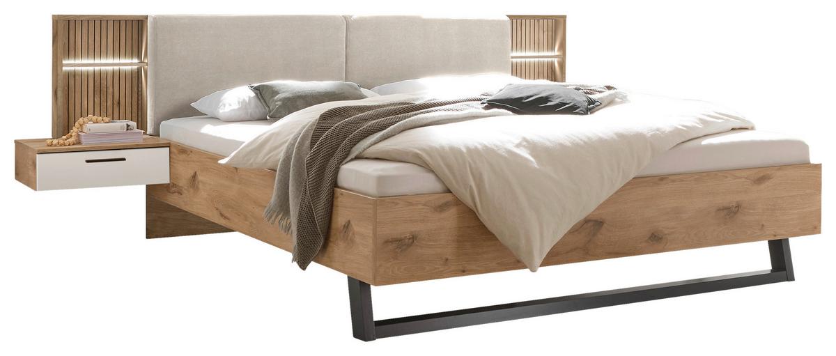 Bettanlage Mit Nako 180x200cm Daria/leo Weiß/viking Oak - Eichefarben/Weiß, MODERN (180/200cm) - MID.YOU