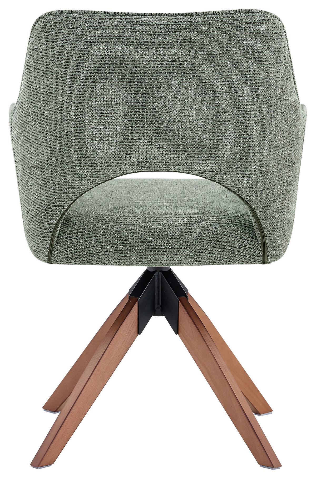 Armlehnstuhl Puro Walnussfarben/Grün B: 60 cm - Walnussfarben/Grün, MODERN, Holz/Textil (60/89/65,5cm) - Livetastic