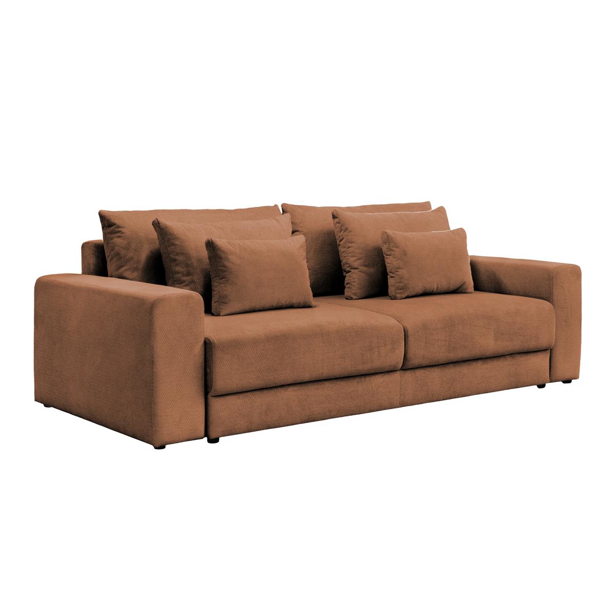 Megasofa Mega Chenille terracotta, B: 255cm - Terracotta/Schwarz, Trend, Textil (255/94/126cm) - Luca Bessoni