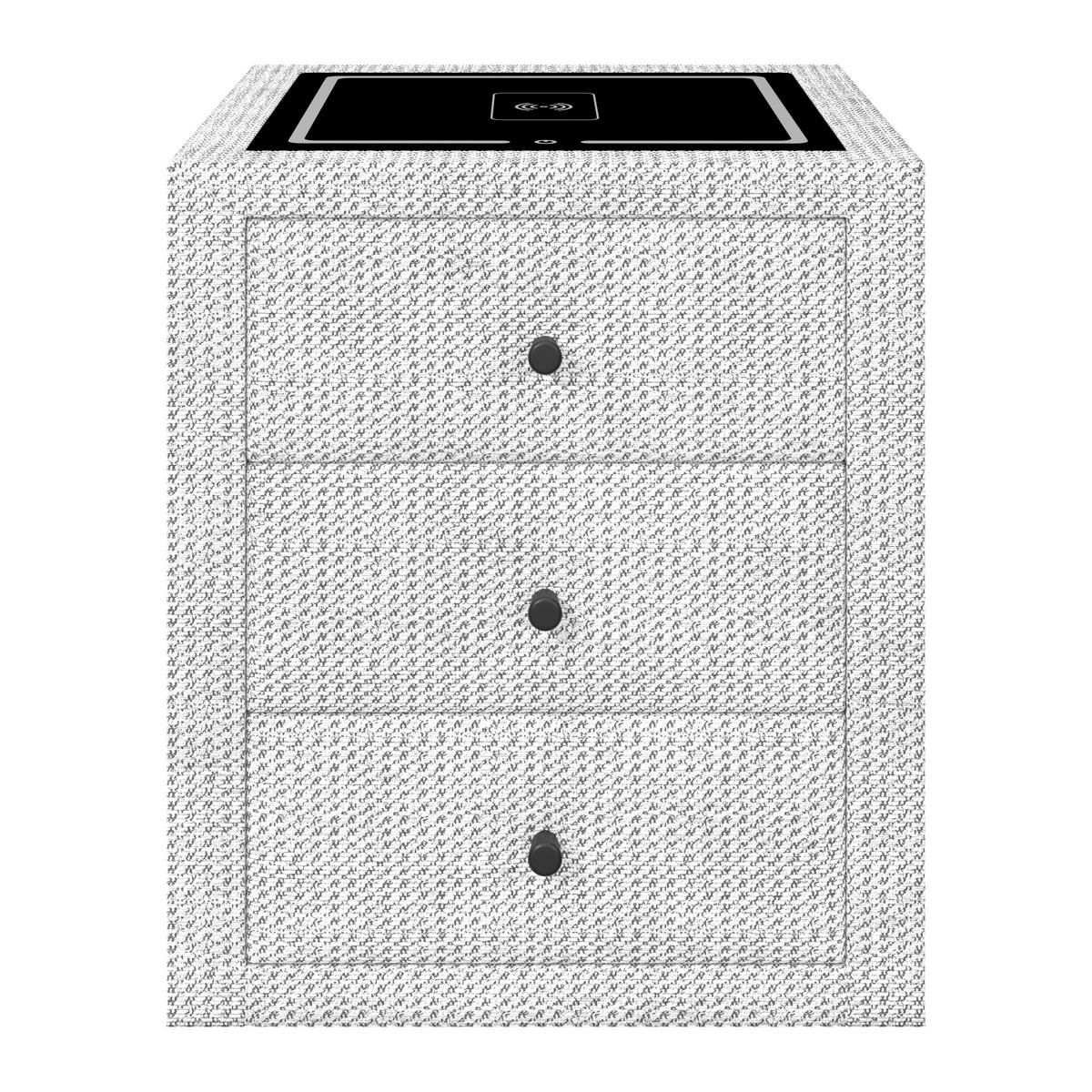 Nachtkästchen Brisbane II mit Induktionsladezone B: 49,5cm - Grauweiß, Trend, Glas/Holzwerkstoff (49,5/56,5/46cm) - Sembella