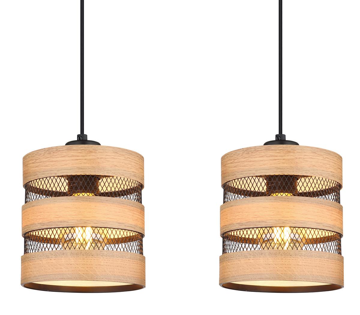 Hängeleuchte 15650-3h - Dunkelbraun/Schwarz, Design, Holz/Holzwerkstoff (75/18/120cm) - Globo