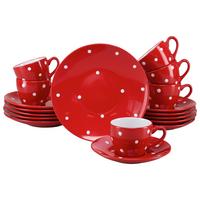 Kaffeeservice Polka Dots Rot/weiß, 6 Pers., 18-Teilig - Rot/Weiß, Basics, Keramik - Creatable