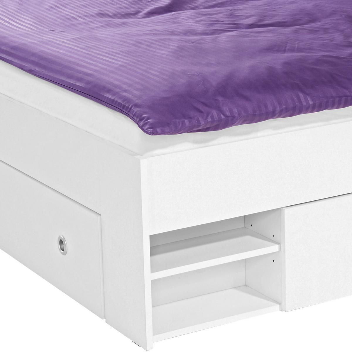 Postel s úložným prostorem Azurro,180x200 cm - bílá, Moderní, kompozitní dřevo (180/200cm)