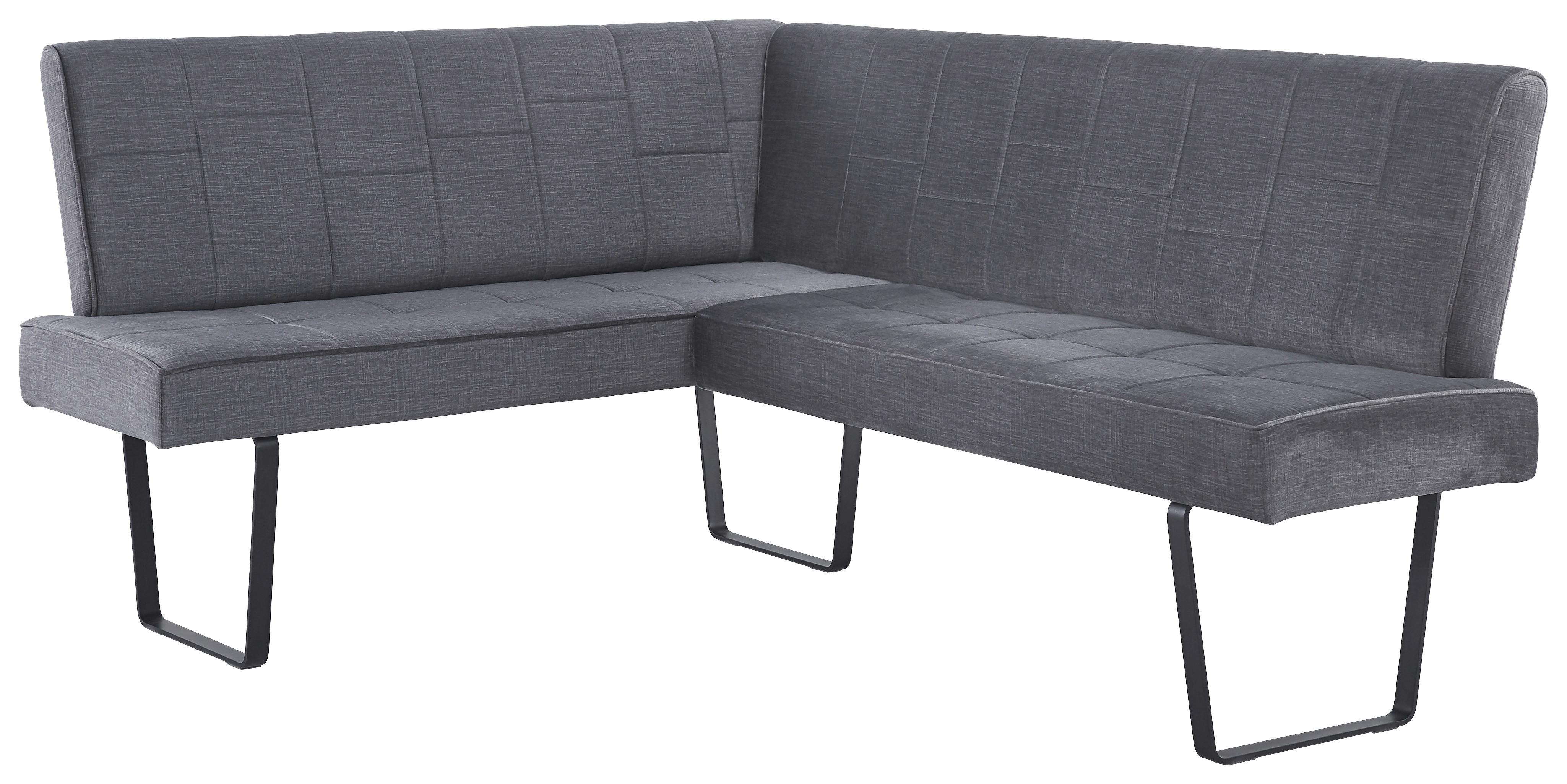 Eckbank Tilos Samt Dunkelgrau, S: 150x190 cm - Dunkelgrau, KONVENTIONELL, Textil/Metall (190/150/88/62cm) - MID.YOU