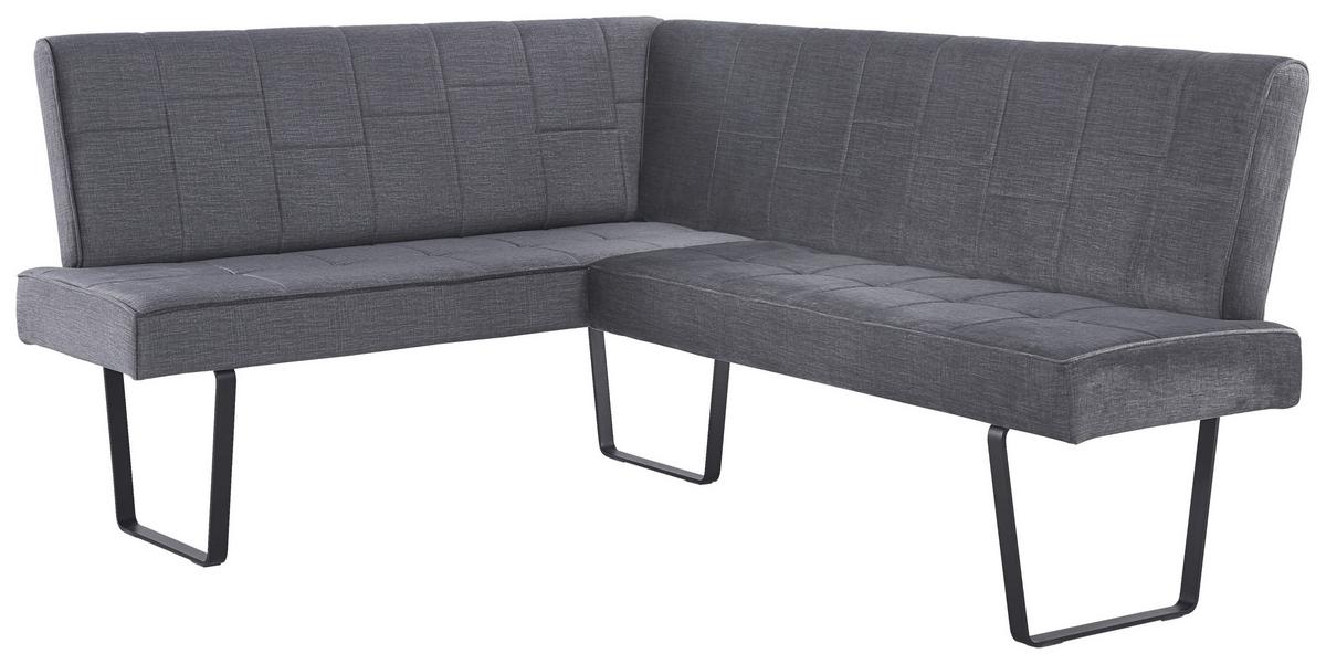 Eckbank Tilos Samt Dunkelgrau, S: 150x190 cm - Dunkelgrau/Schwarz, KONVENTIONELL, Textil/Metall (150/190cm) - MID.YOU