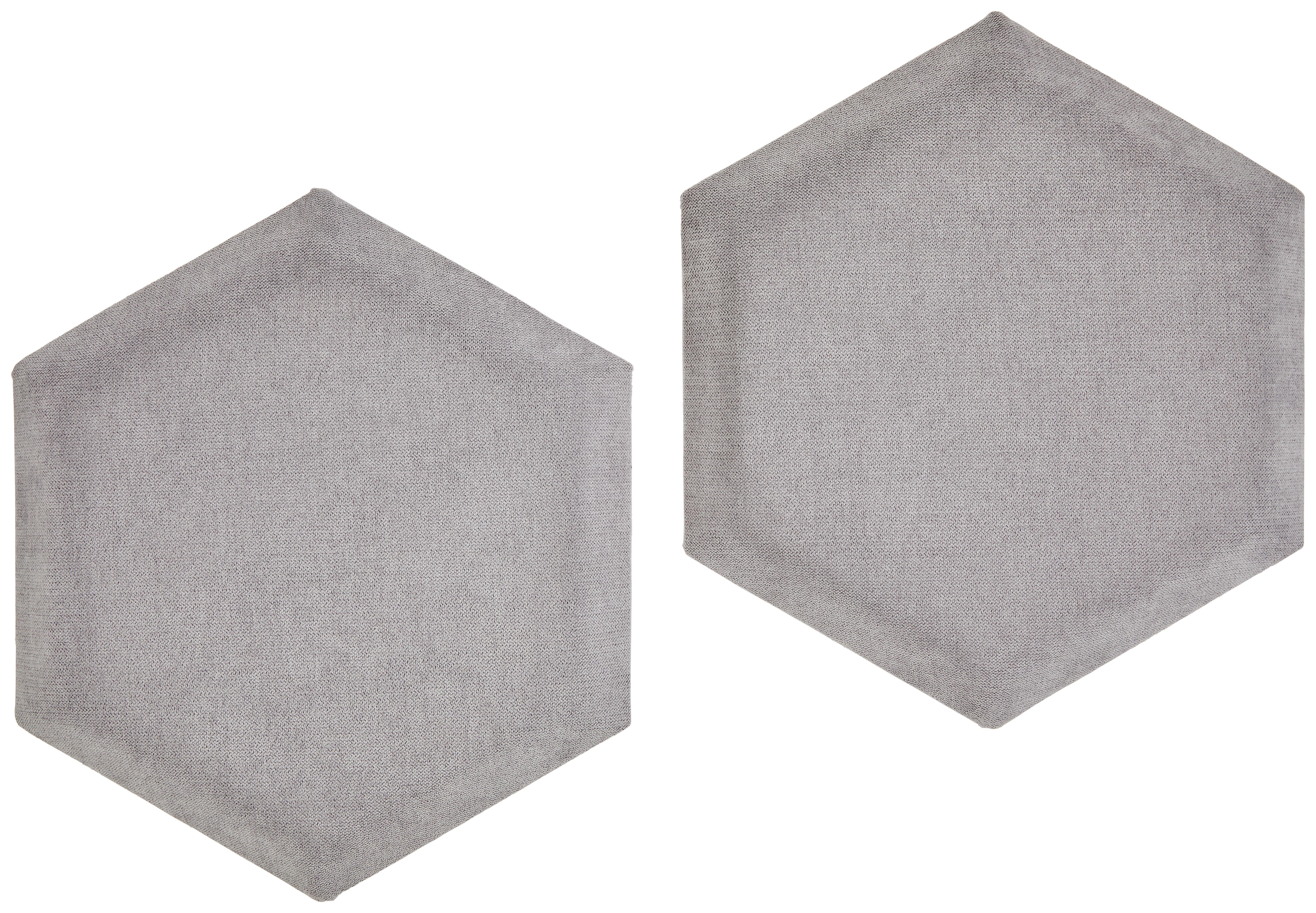 čalouněný panel 2ks, 36x32cm hexagon, šedá - šedá, Basics, textil (36/32/4cm) - MID.YOU