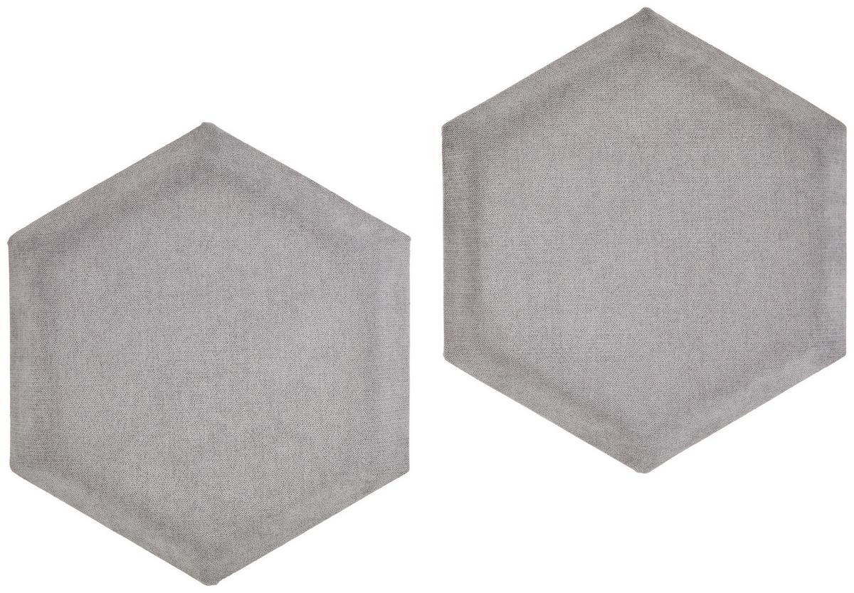 čalouněný panel 2ks, 36x32cm hexagon, šedá - šedá, Basics, textil (36/32/4cm) - MID.YOU