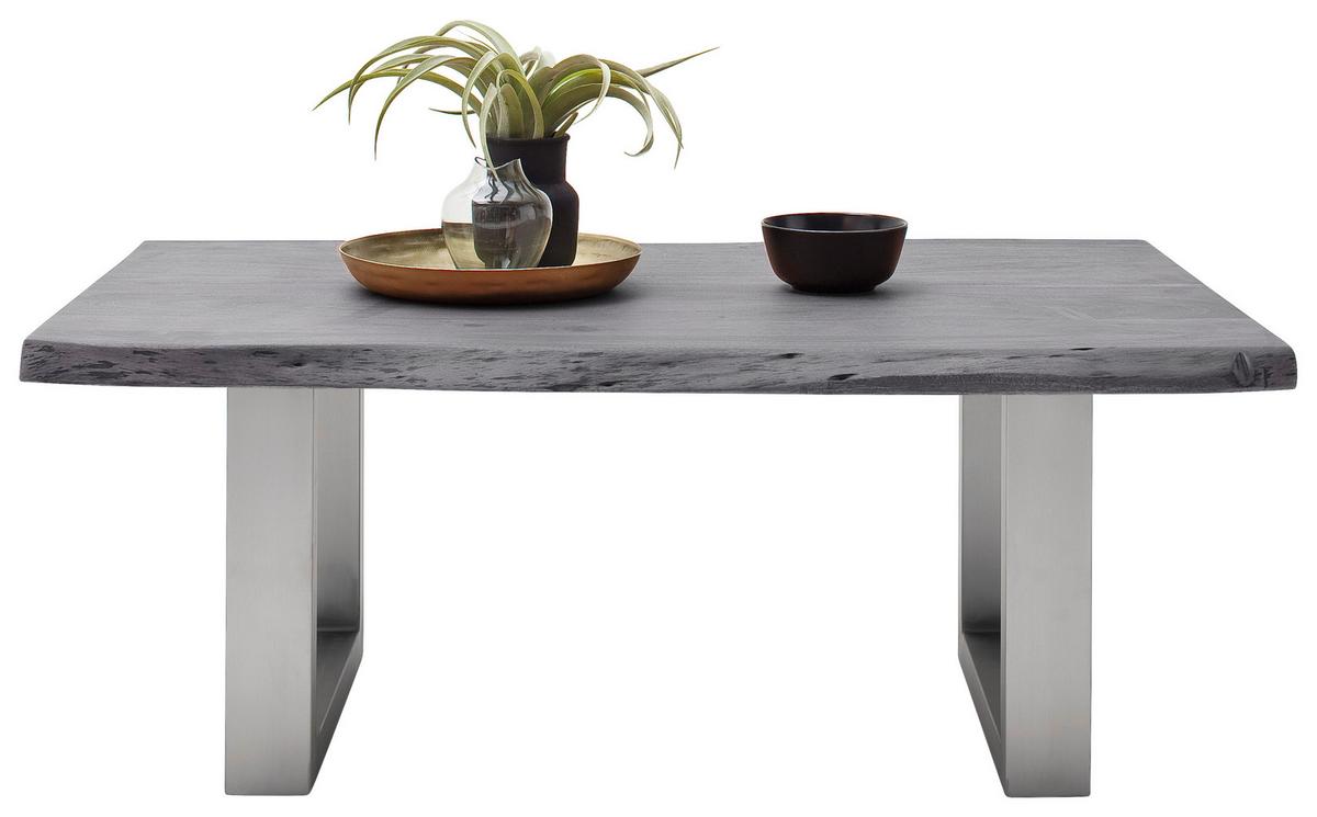 Couchtisch Holz Massiv Cartagena Grau/edelstahlf. - Edelstahlfarben/Grau, MODERN, Holz/Metall (110/45/70cm)