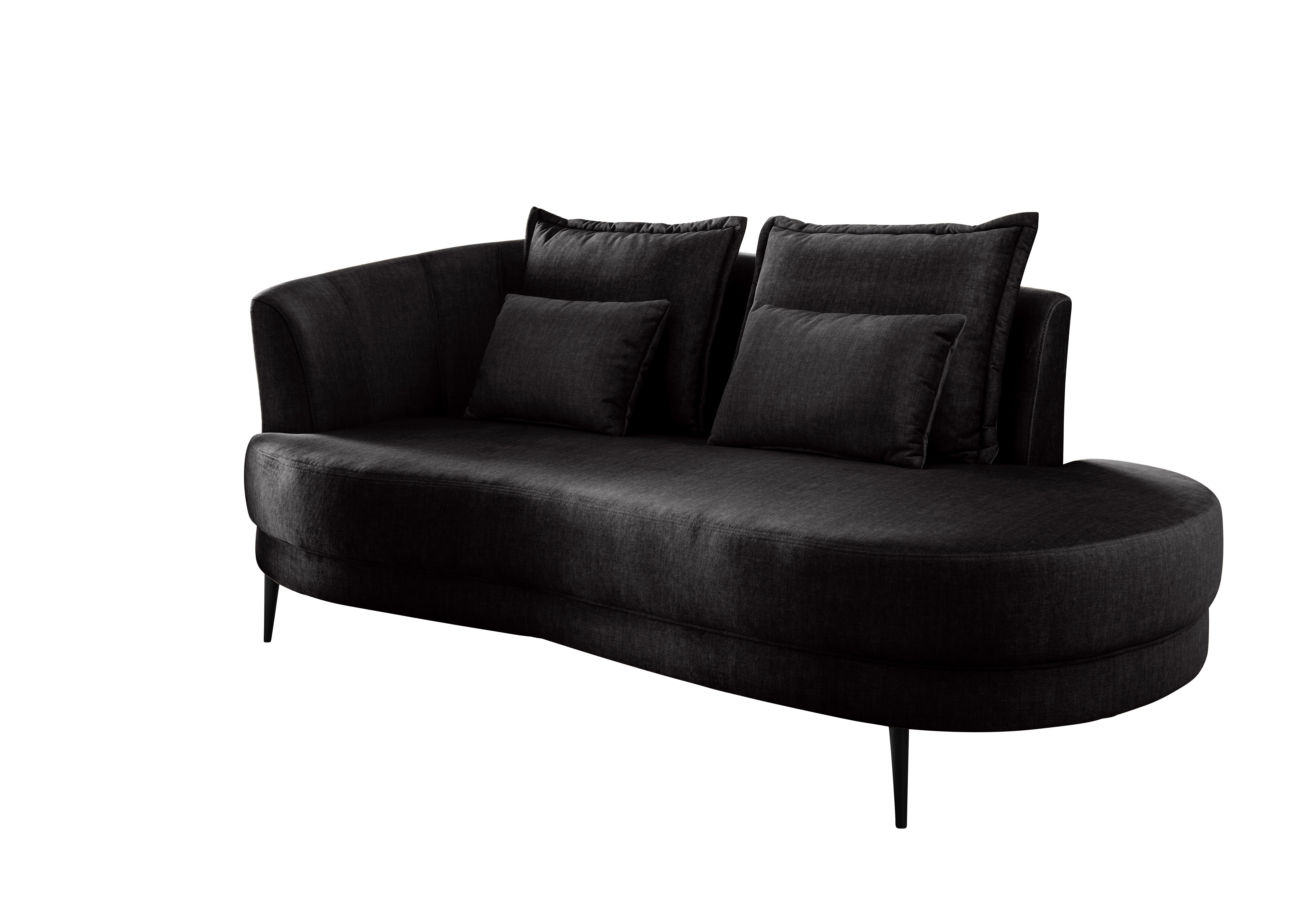 Ottomane Pistaccio Anthrazit Velours, Rücken Echt B: 211 cm - Anthrazit/Schwarz, MODERN, Textil (211/85/101cm) - Livetastic