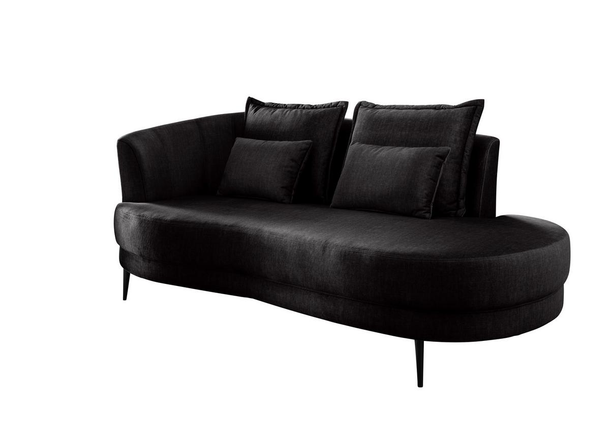 Ottomane Pistaccio Anthrazit Velours, Rücken Echt B: 211 Cm - Anthrazit/Schwarz, MODERN, Textil (211/85/101cm) - Livetastic