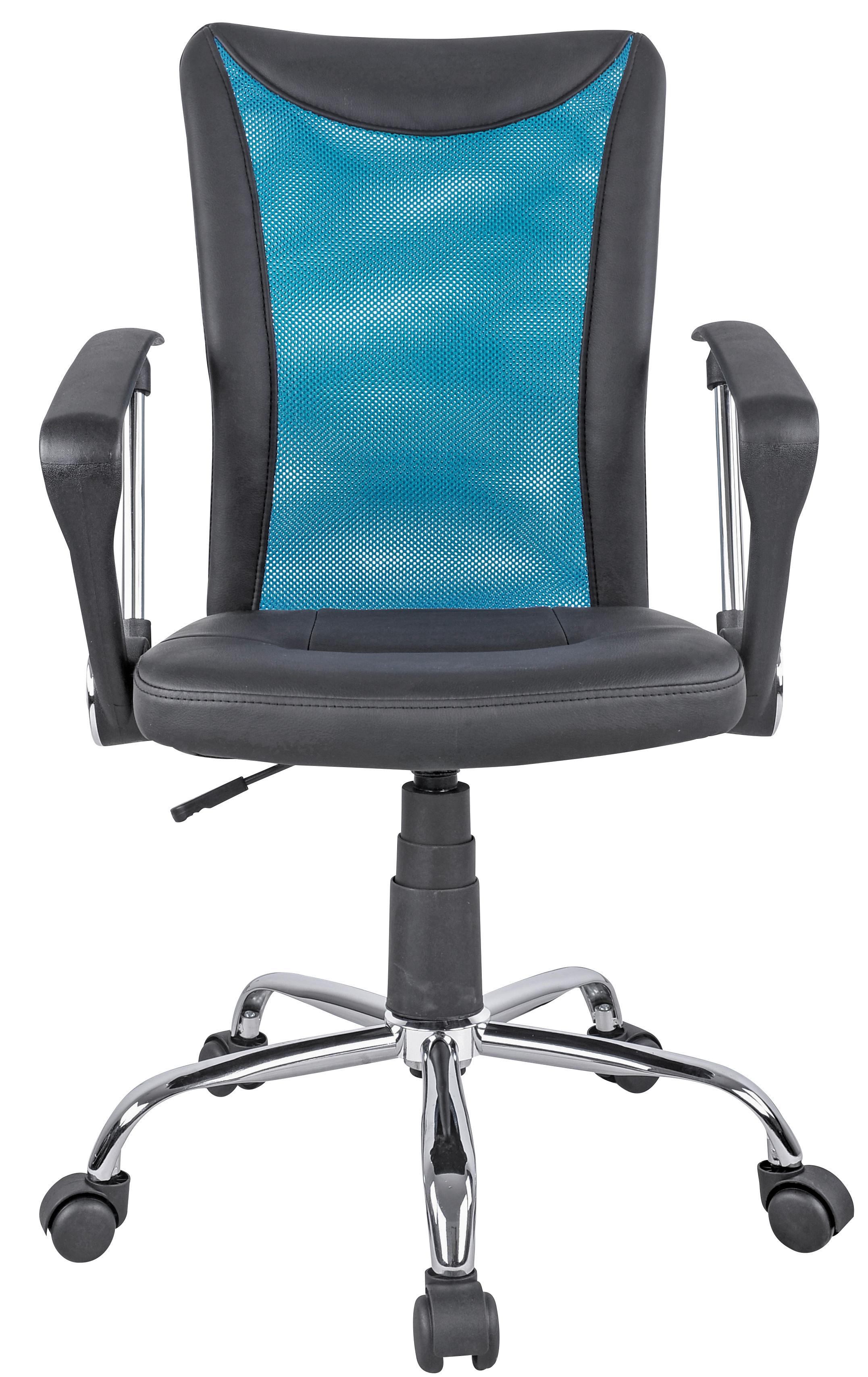 Bürostuhl Vanessa Mit Armlehnen Schwarz/Petrol - Chromfarben/Petrol, MODERN, Kunststoff/Textil (47/88,5-98,5/54cm)