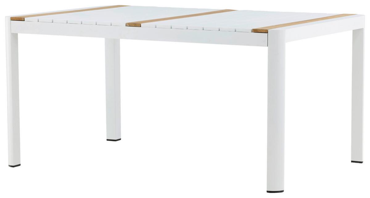 Gartentisch Togo Teakholz/metall L 90 Cm - Weiß, KONVENTIONELL, Holz/Metall (150/90/75cm) - Gardenson