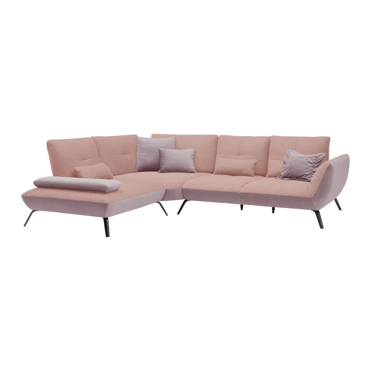 Rohová sedačka TRENDY, levá, šeříková / růžová - růžová/černá, Moderní, kov/kompozitní dřevo (250/93/310cm) - Premium Living