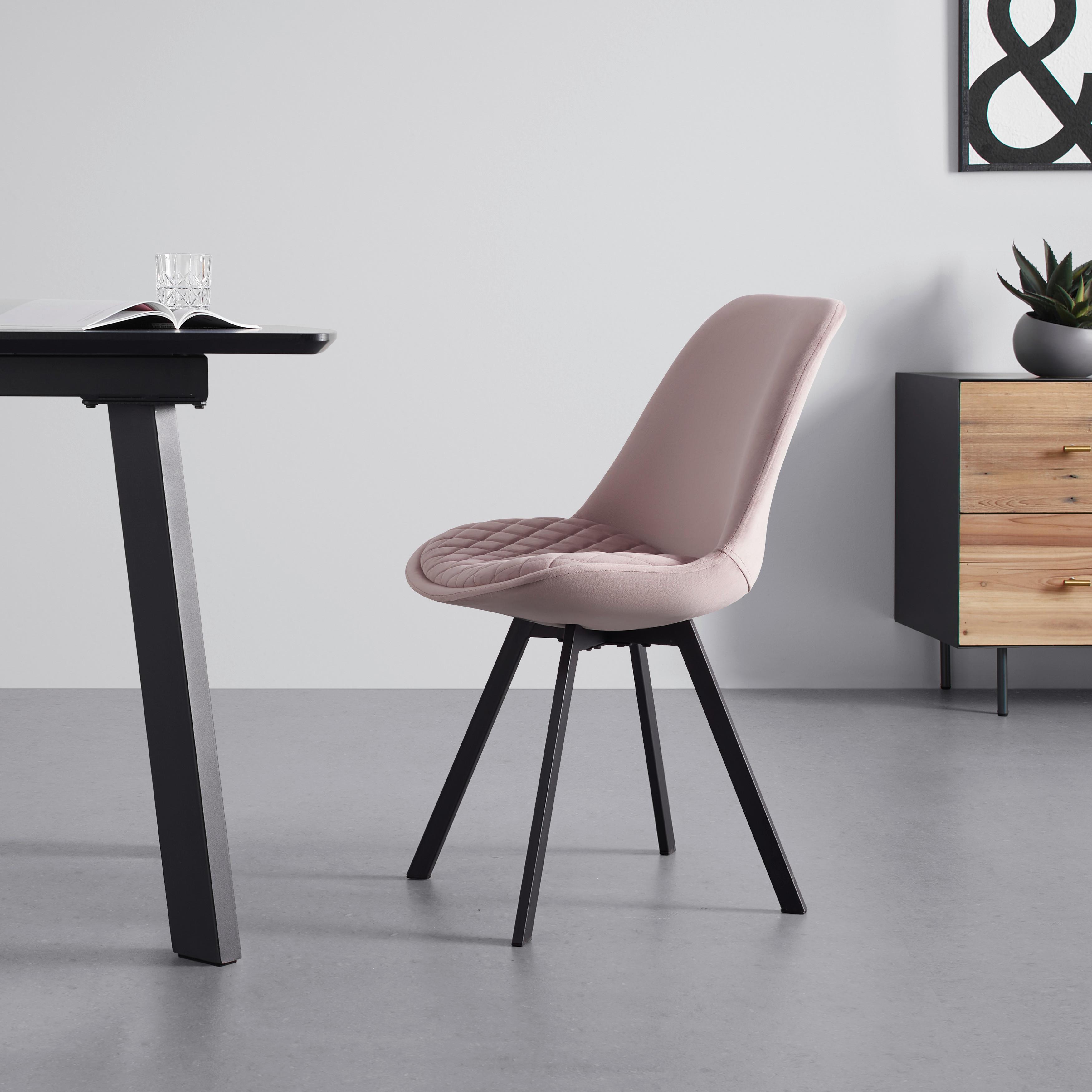 Židle Isabella Samet - Růžová - růžová/černá, Moderní, kov/textil (49/83/53cm) - Livetastic