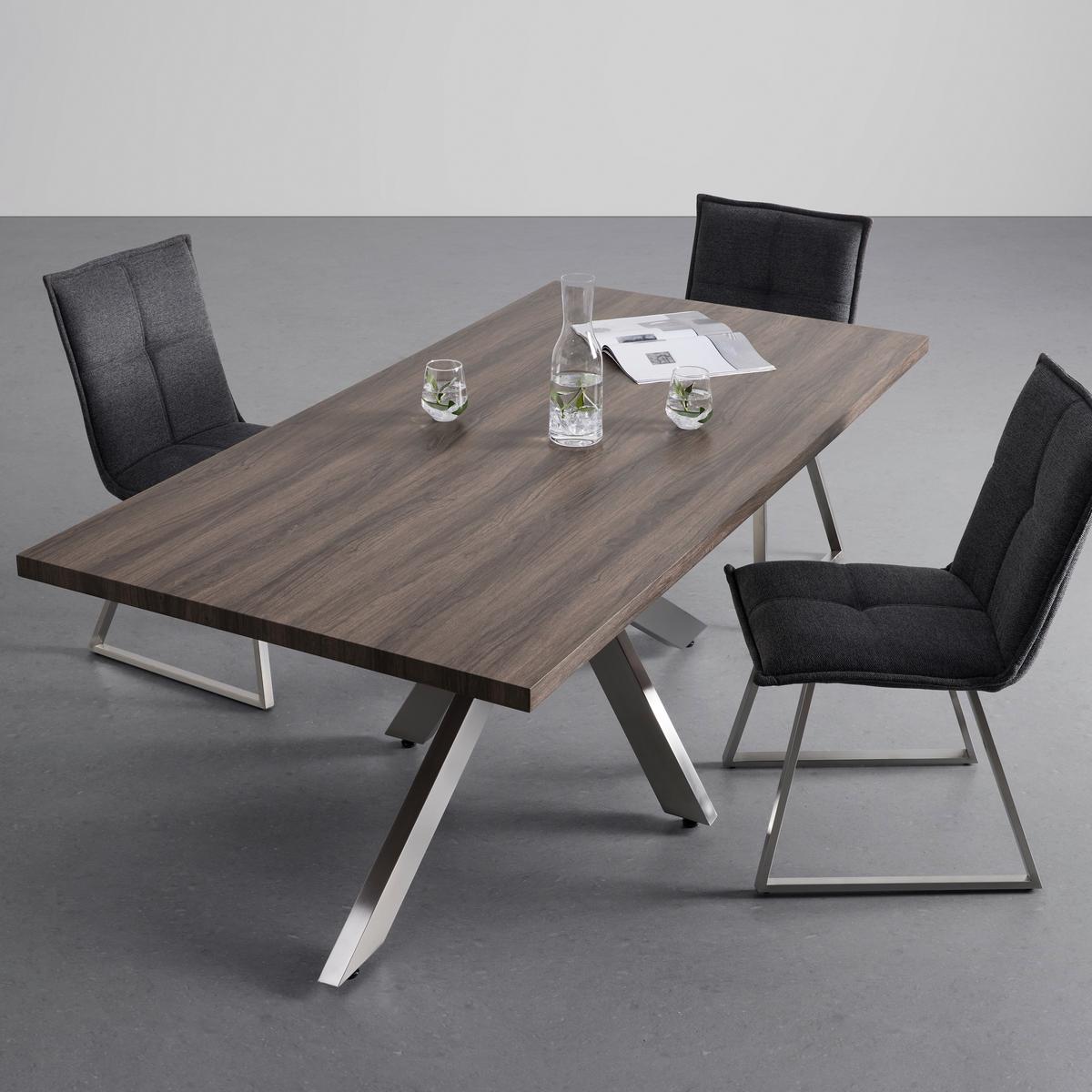 Jídelní stůl ILIAS 180x90 cm - barvy stříbra/barvy vlašských ořechů, Moderní, kov/dřevo (180/90/76cm) - Bessagi Home