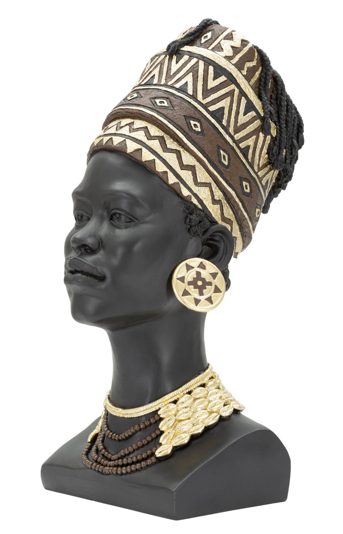 Skulptur Massai Woman Cup Schwarz, Goldfarben, B:21,5 cm - Goldfarben/Schwarz, Basics, Kunststoff (21.5/45/27.5cm)