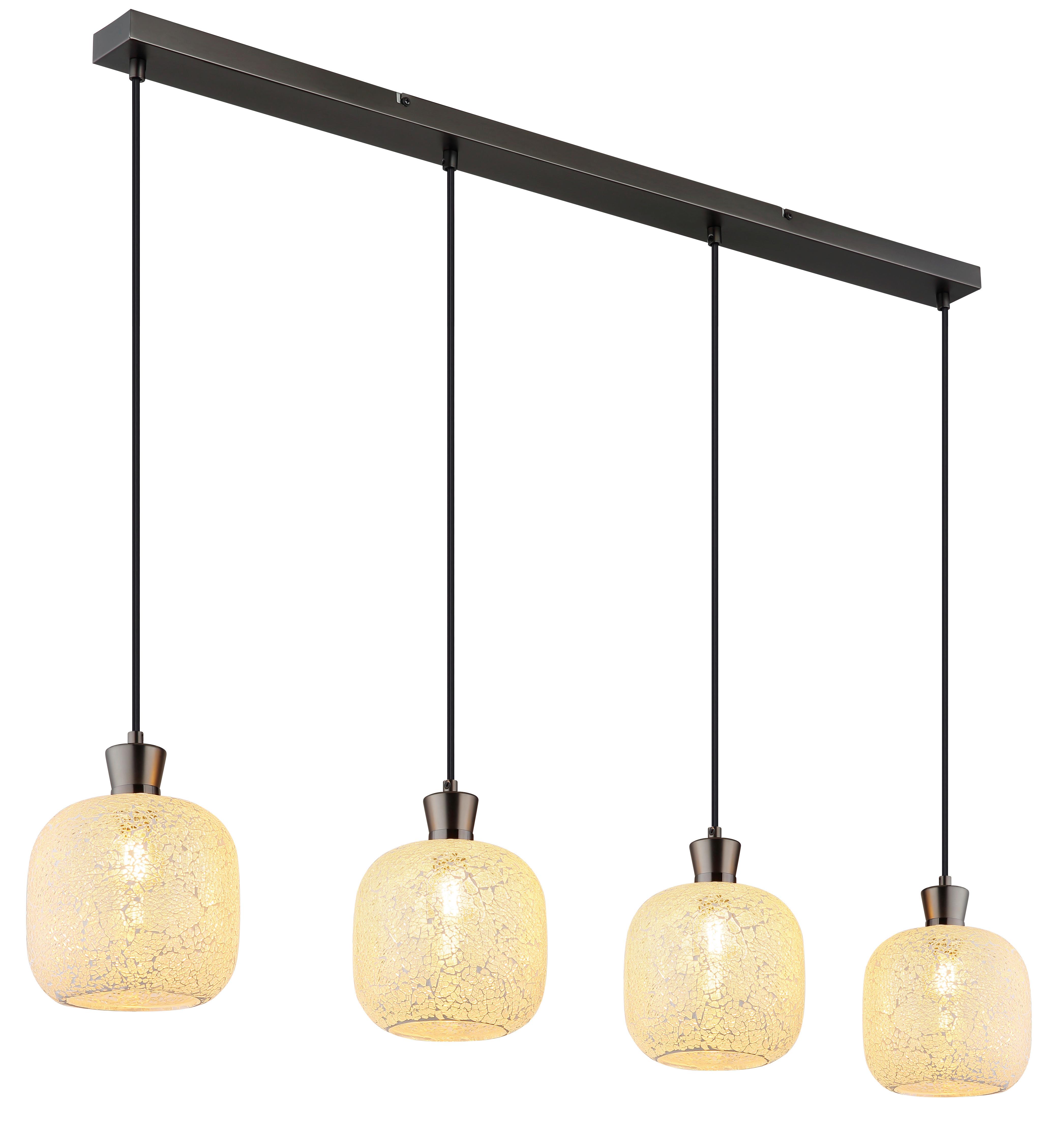 HÄNGELEUCHTE Exkl. 4xE14, 40W - Klar/Schwarzchrom, Design, Glas/Kunststoff (106/16/120cm) - Globo