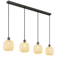 HÄNGELEUCHTE Exkl. 4xE14, 40W - Klar/Schwarzchrom, Design, Glas/Kunststoff (106/16/120cm) - Globo