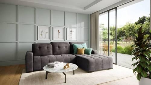 Ecksofa Vicari - Anthrazit/Schwarz, MODERN, Textil (185/292cm) - Livetastic