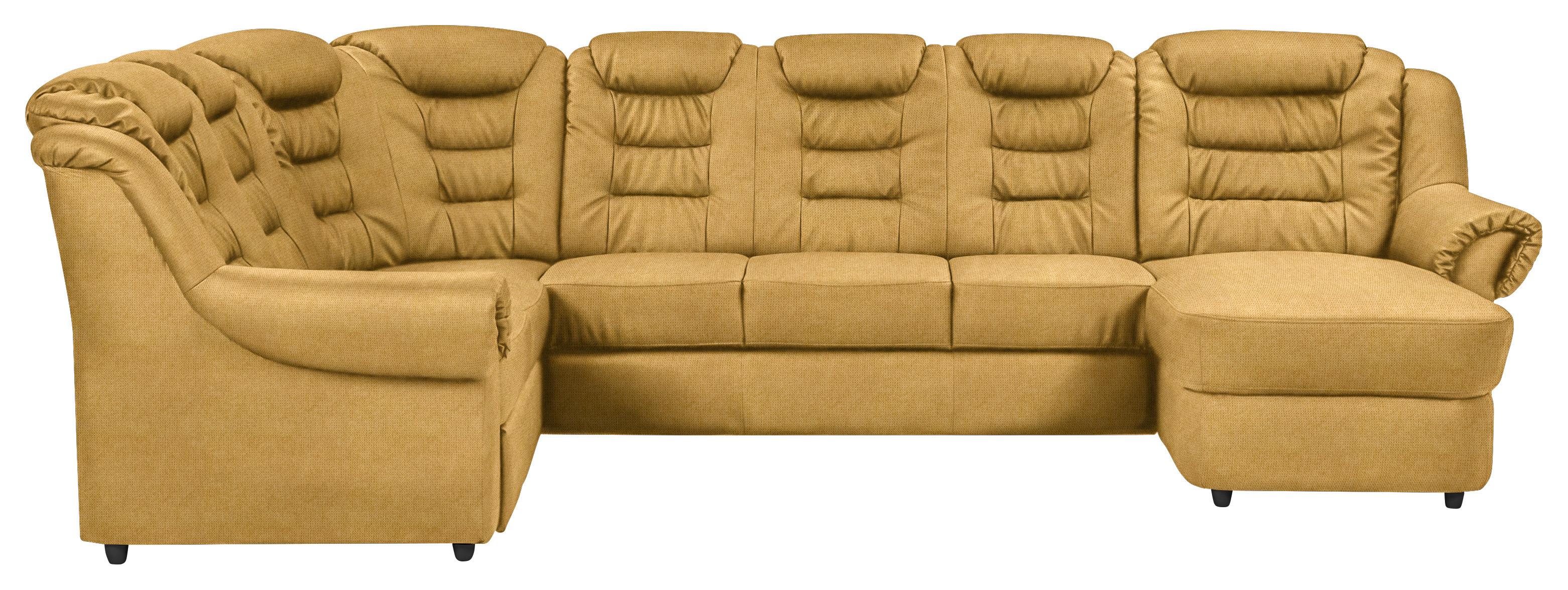 Wohnlandschaft Boston Gelb Chenille - Gelb/Schwarz, KONVENTIONELL, Textil (216/333/165cm) - Livetastic