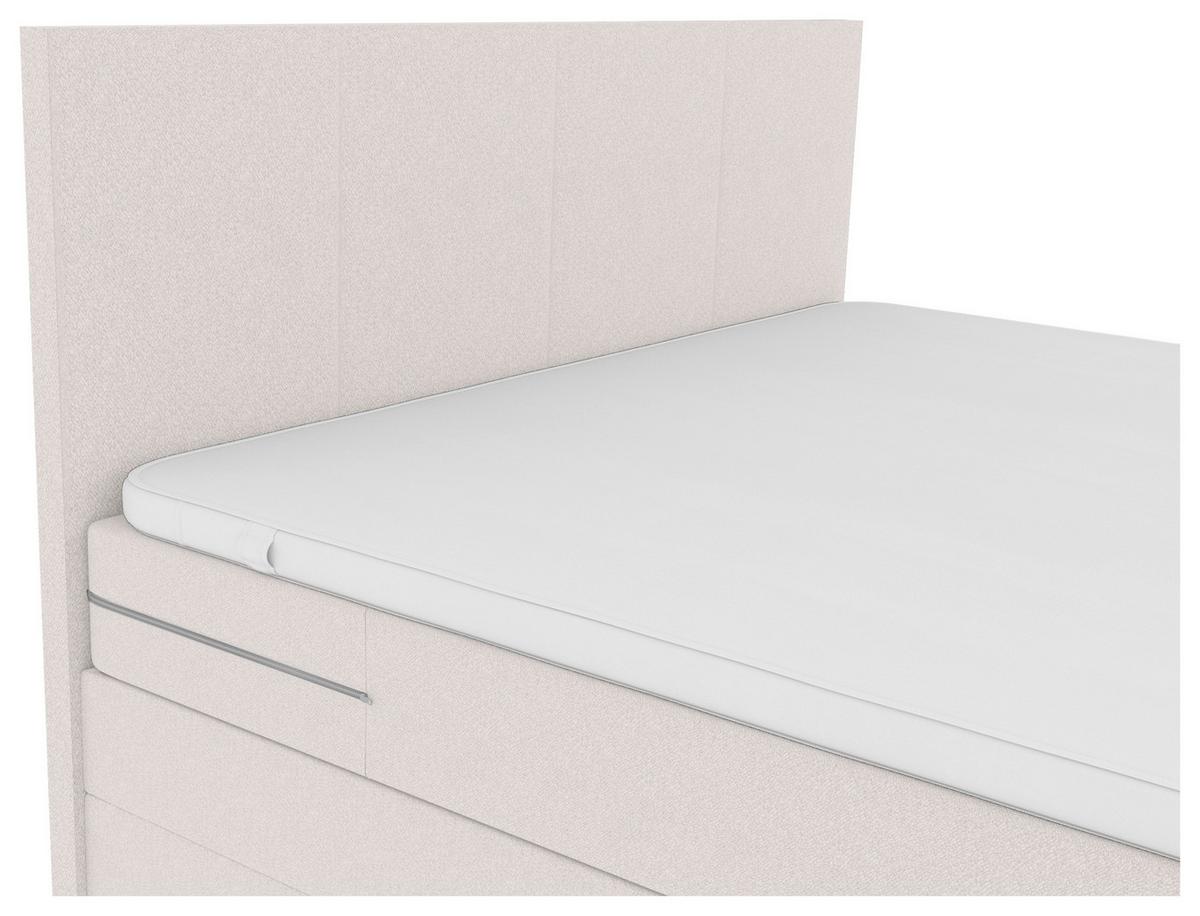 Boxspringbett mit Topper und Bettkasten 140x200 cm Messina - Chromfarben/Creme, KONVENTIONELL, Textil (140/200cm)