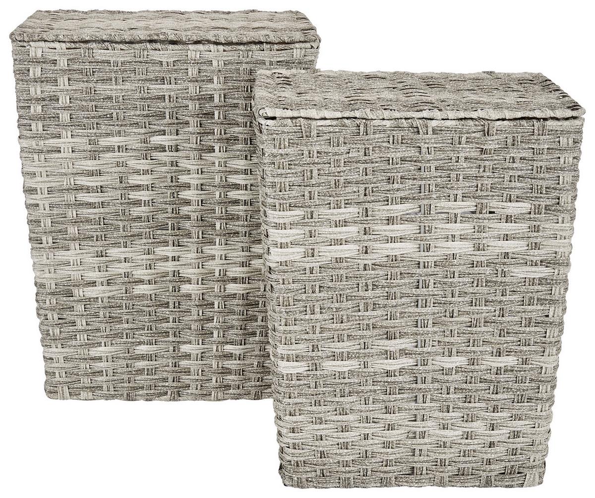 Wäschetonne mit Deckel Jandra Grau 37x48x28 cm - ROMANTIK / LANDHAUS, Kunststoff/Metall (37/48/28cm) - James Wood