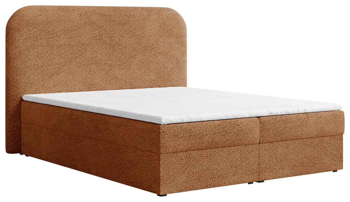 Boxbett London mit Topper 180x200 - Terracotta/Schwarz, MODERN, Holz/Kunststoff (180/200cm) - Livetastic